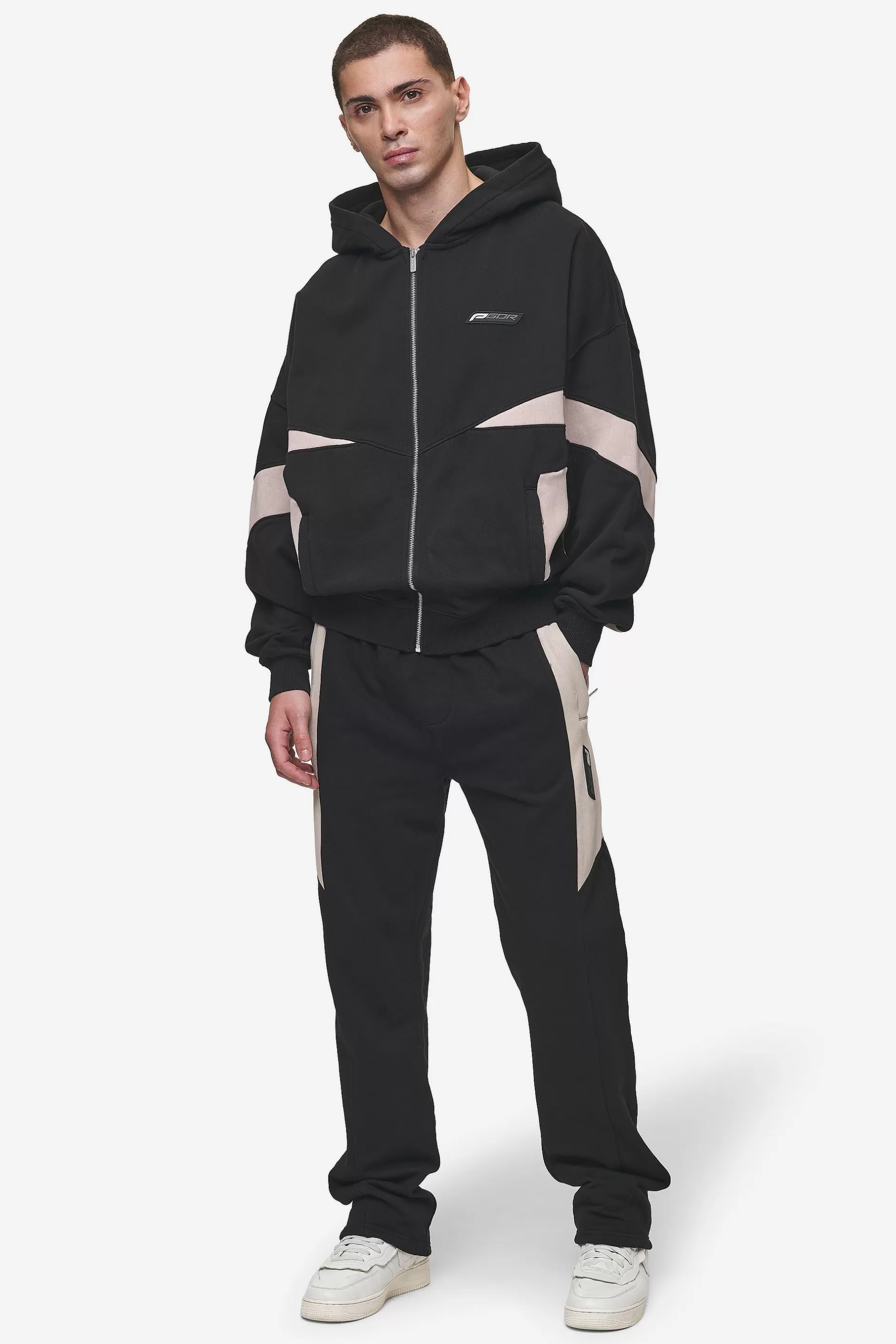 Discount Pegador Aderno Wide Sweat Pants Washed Black Light Beige