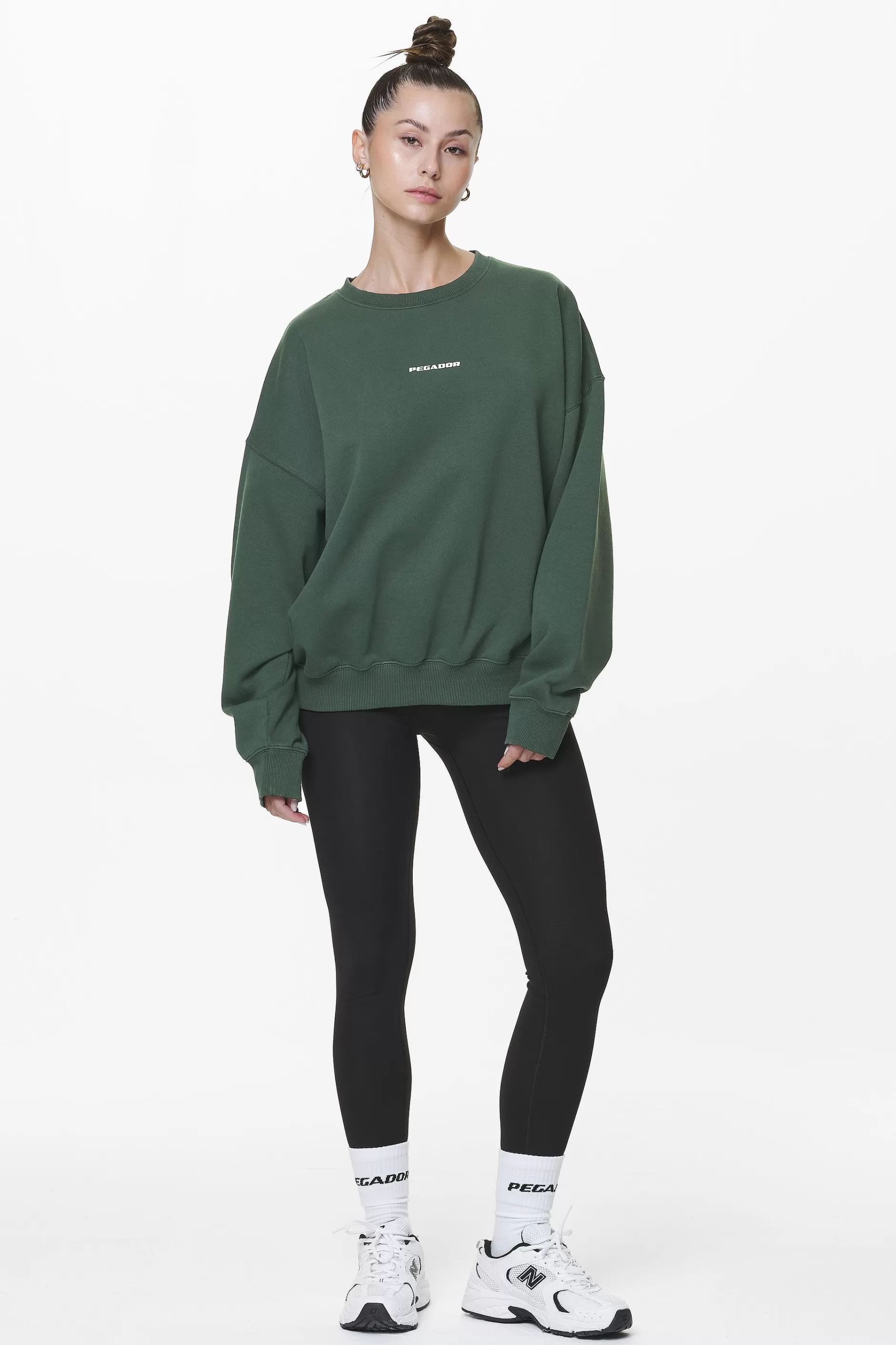 New Pegador Aelva Logo Heavy Oversized Crew Neck Washed Sage Green