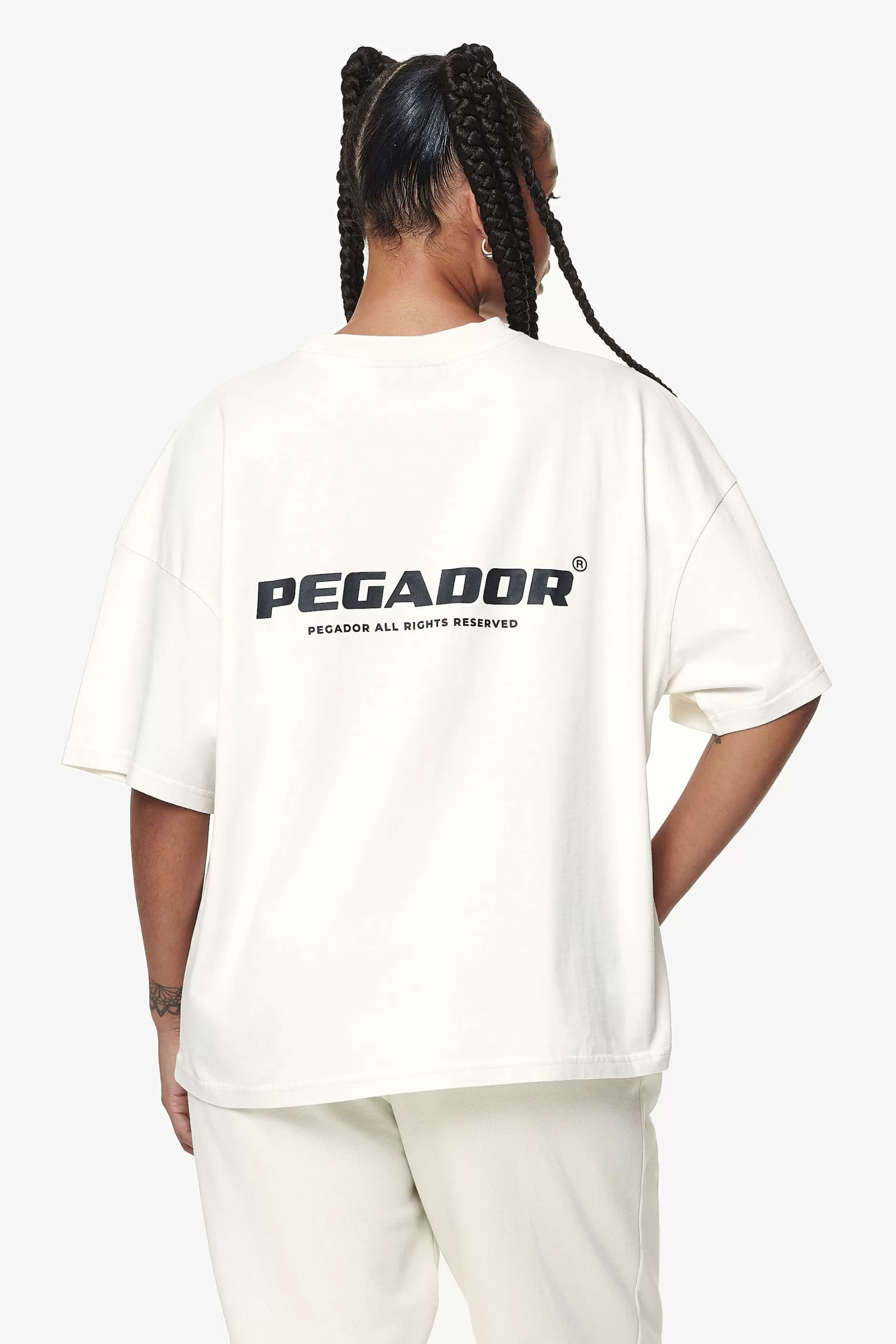 New Pegador Arendal Logo Heavy Oversized Tee Washed Salty Cream