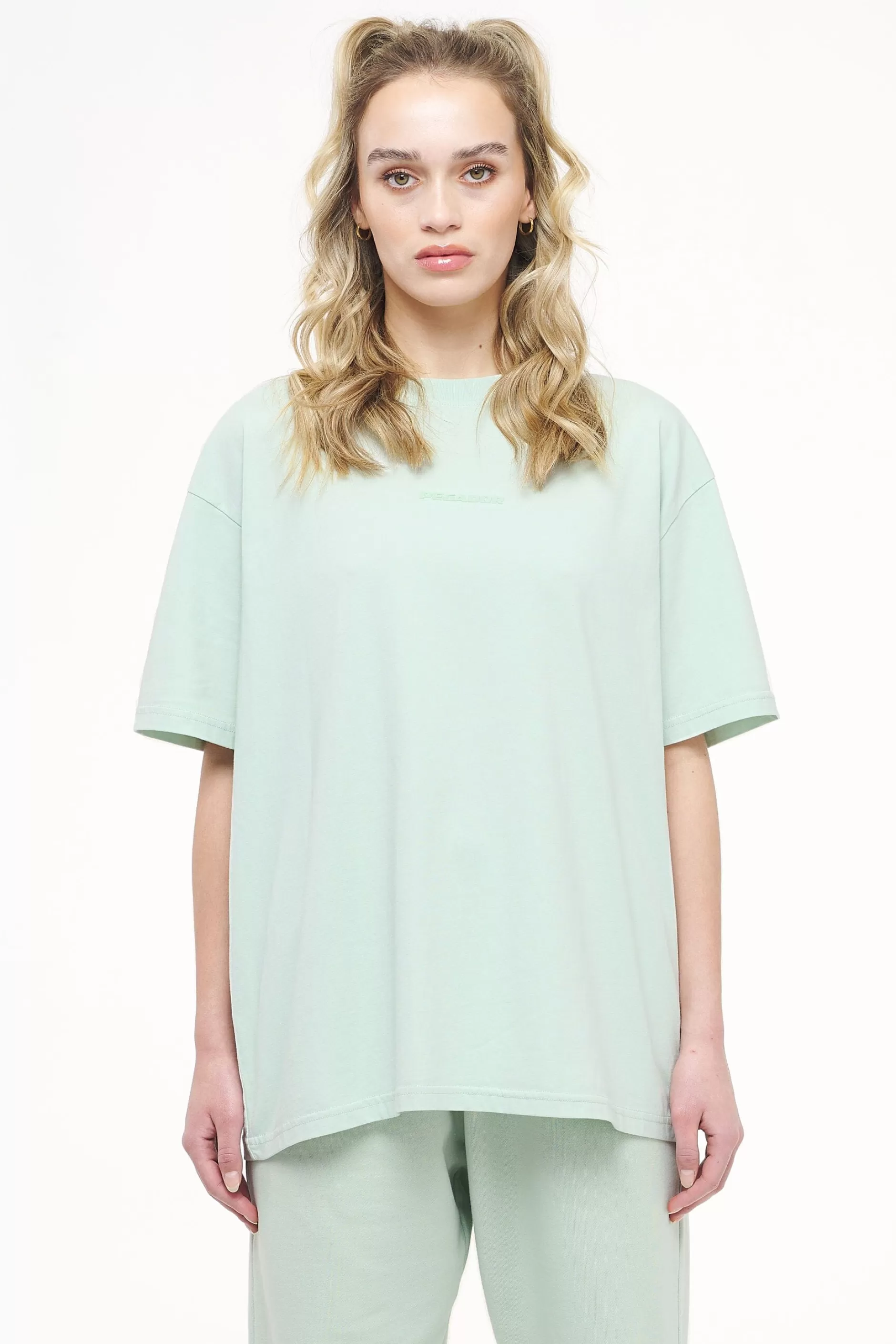 Clearance Pegador Beverly Logo Oversized Tee Vintage Washed Milky Green Gum