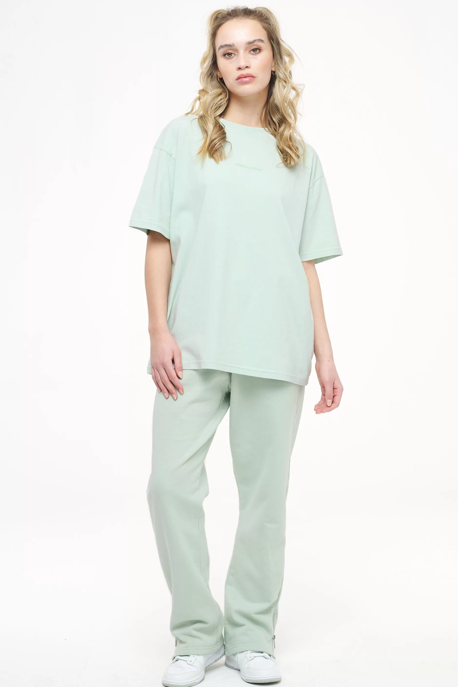 Clearance Pegador Beverly Logo Oversized Tee Vintage Washed Milky Green Gum