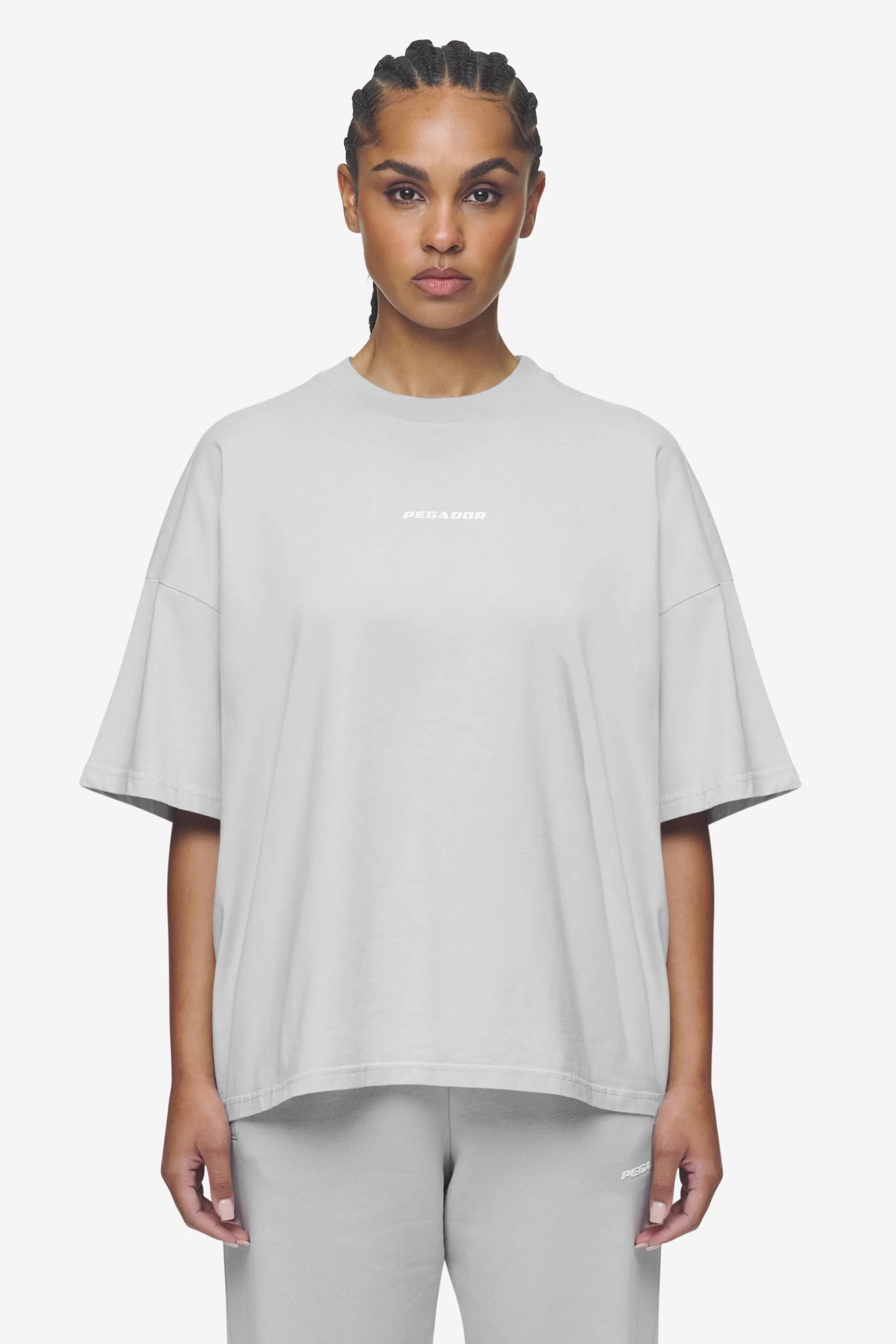Fashion Pegador Bracy Heavy Oversized Tee White Gum Washed sky grey