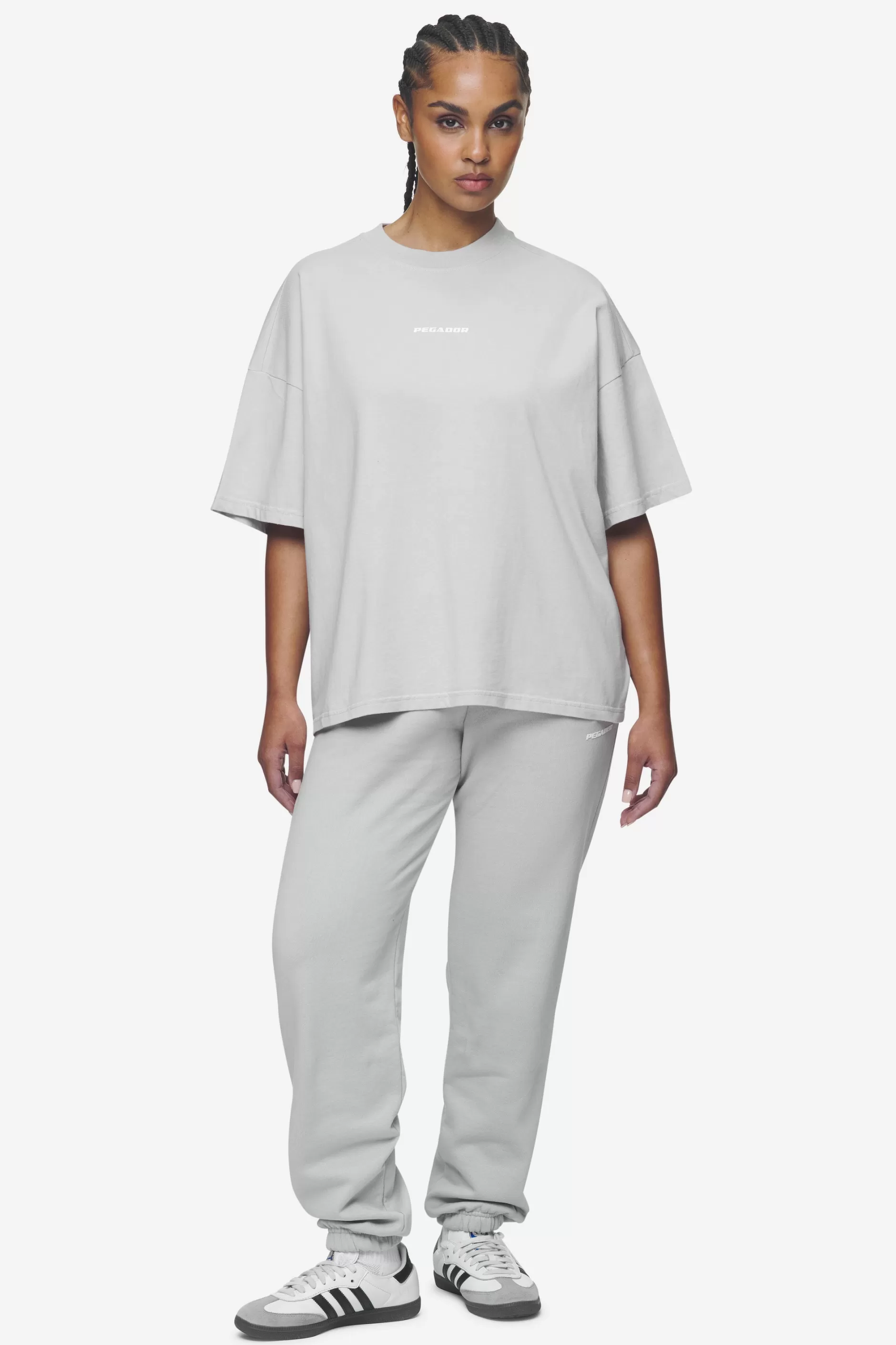 Fashion Pegador Bracy Heavy Oversized Tee White Gum Washed sky grey