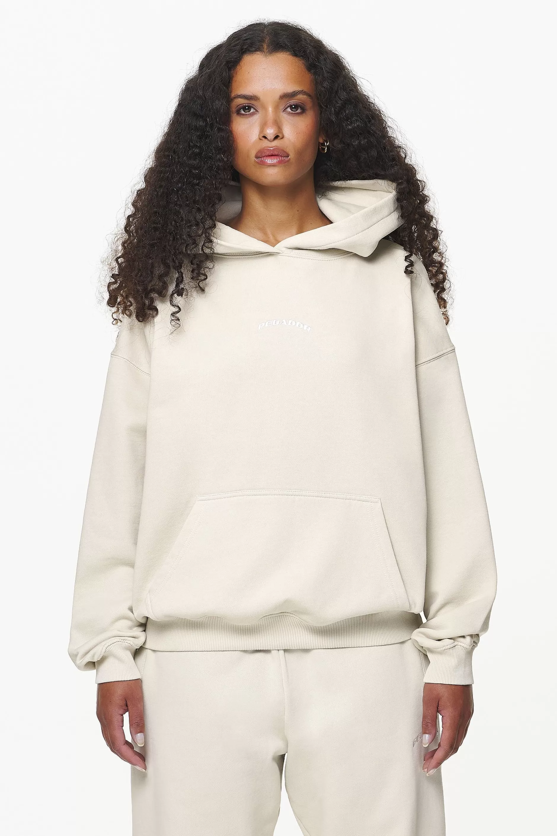 Sale Pegador Camberwell Logo Oversized Hoodie Vintage Washed Bone White