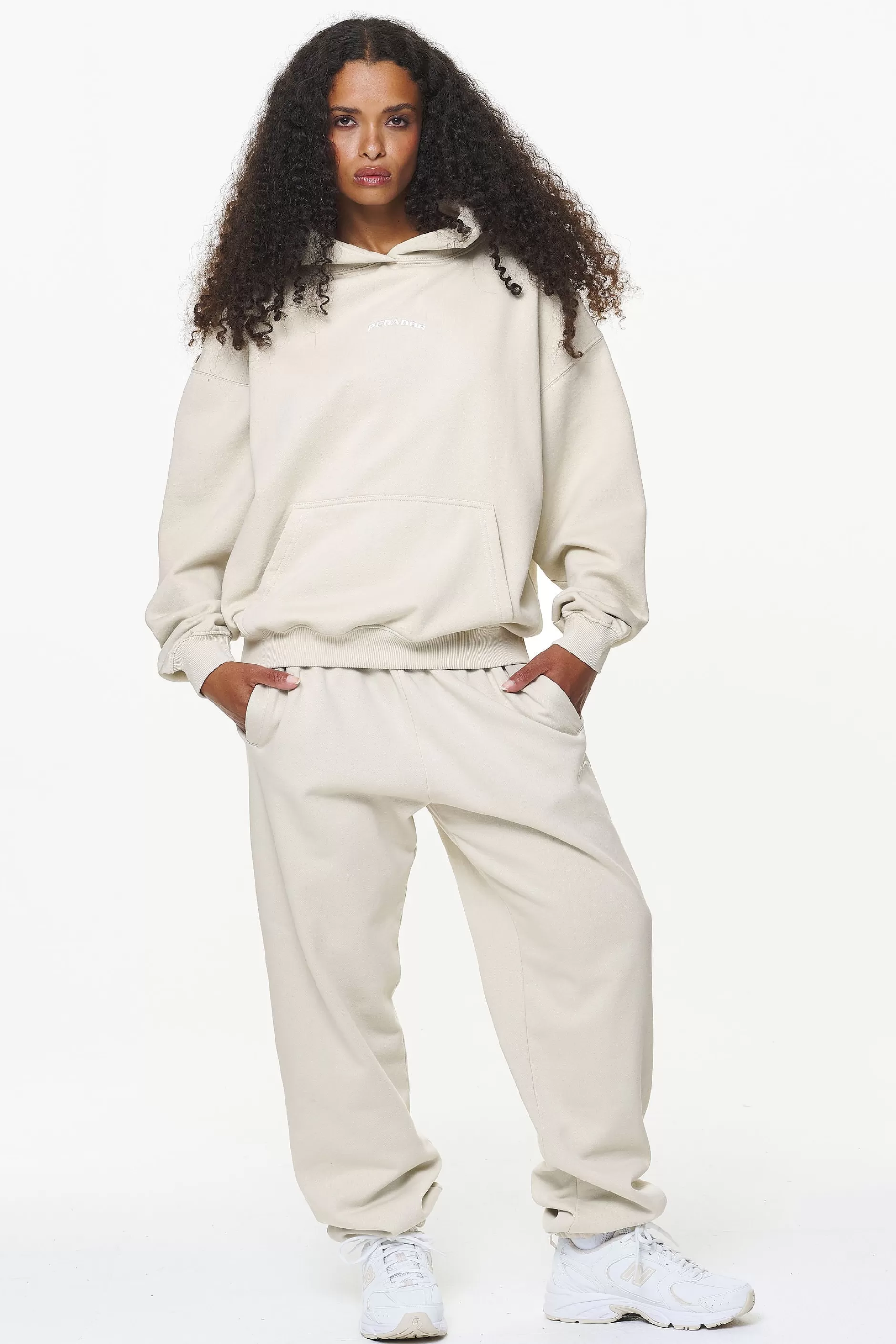Sale Pegador Camberwell Logo Oversized Hoodie Vintage Washed Bone White