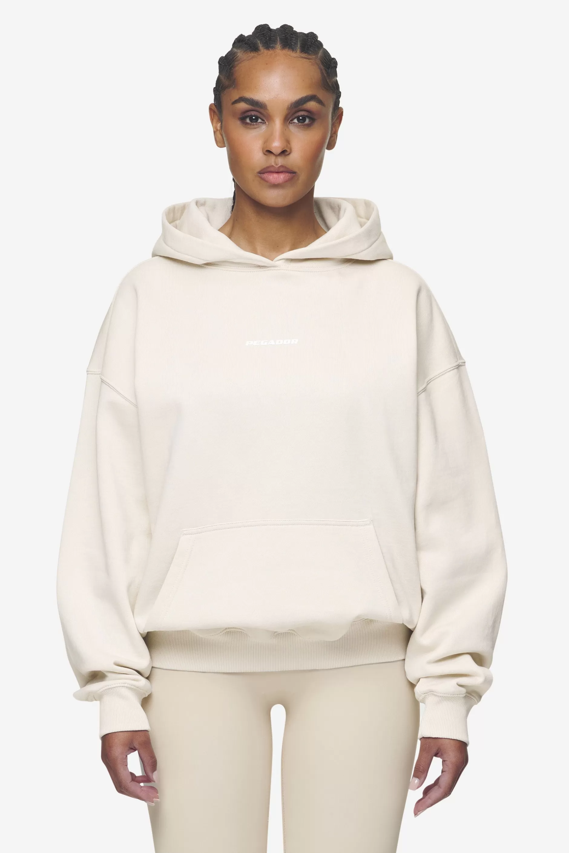 Discount Pegador Clarita Logo Oversized Hoodie White Gum Washed coast sand