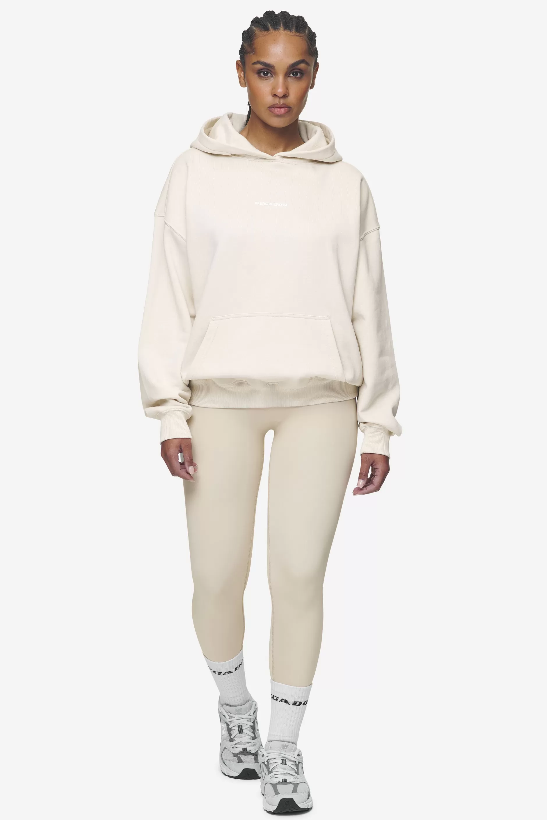Discount Pegador Clarita Logo Oversized Hoodie White Gum Washed coast sand