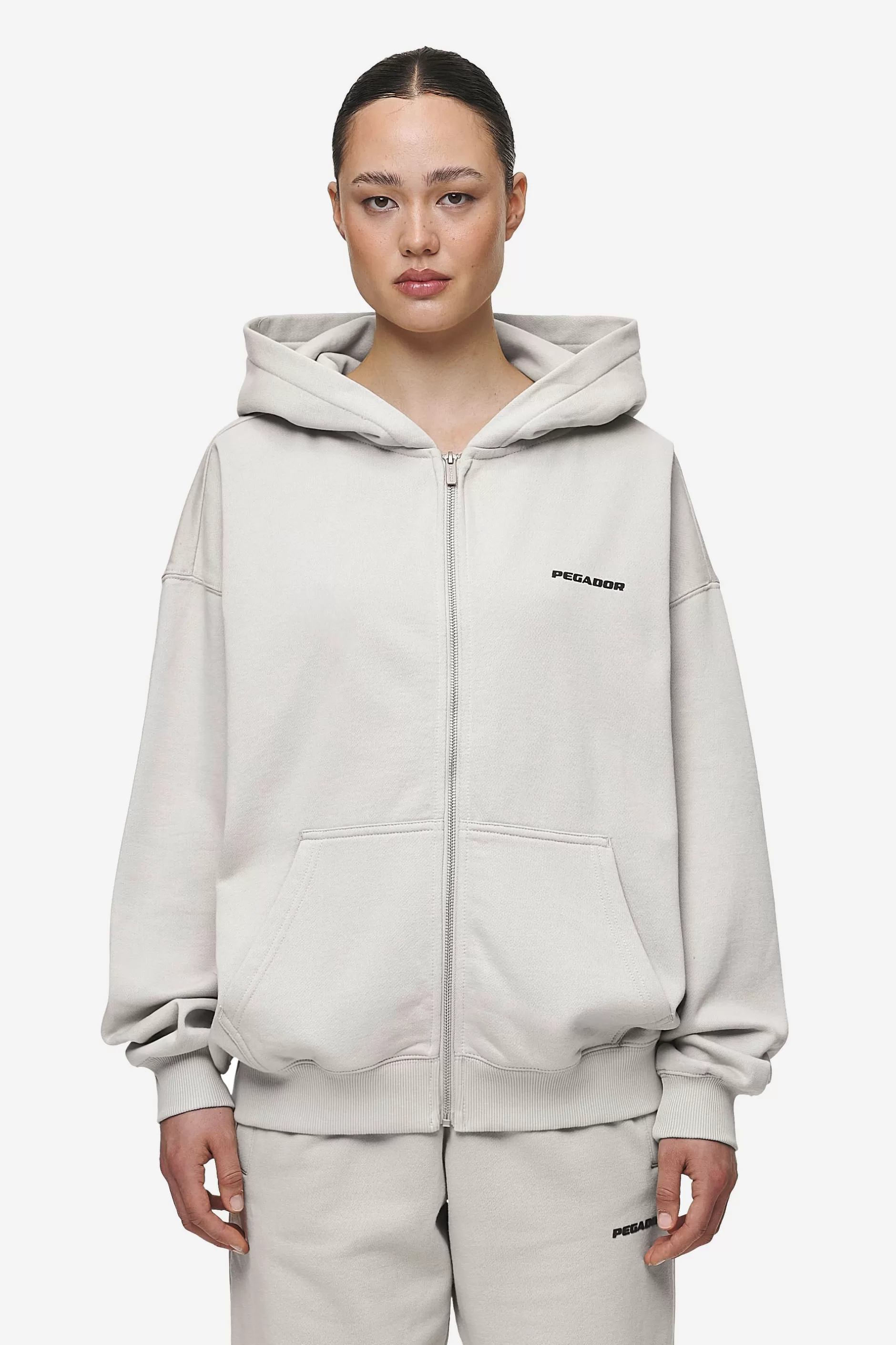 Hot Pegador Clarita Oversized Sweat Jacket Washed Moon Grey Black Gum