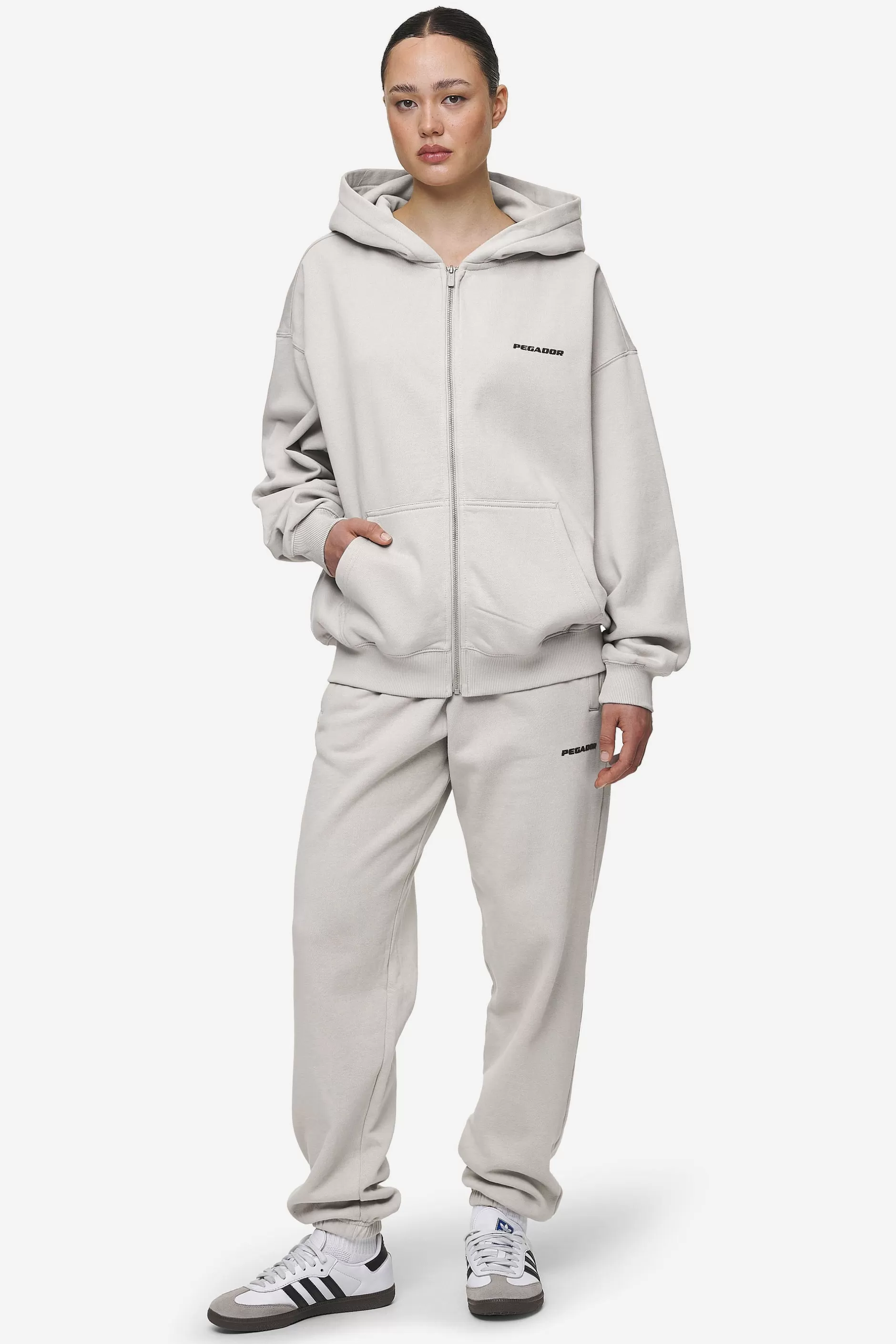 Hot Pegador Clarita Oversized Sweat Jacket Washed Moon Grey Black Gum