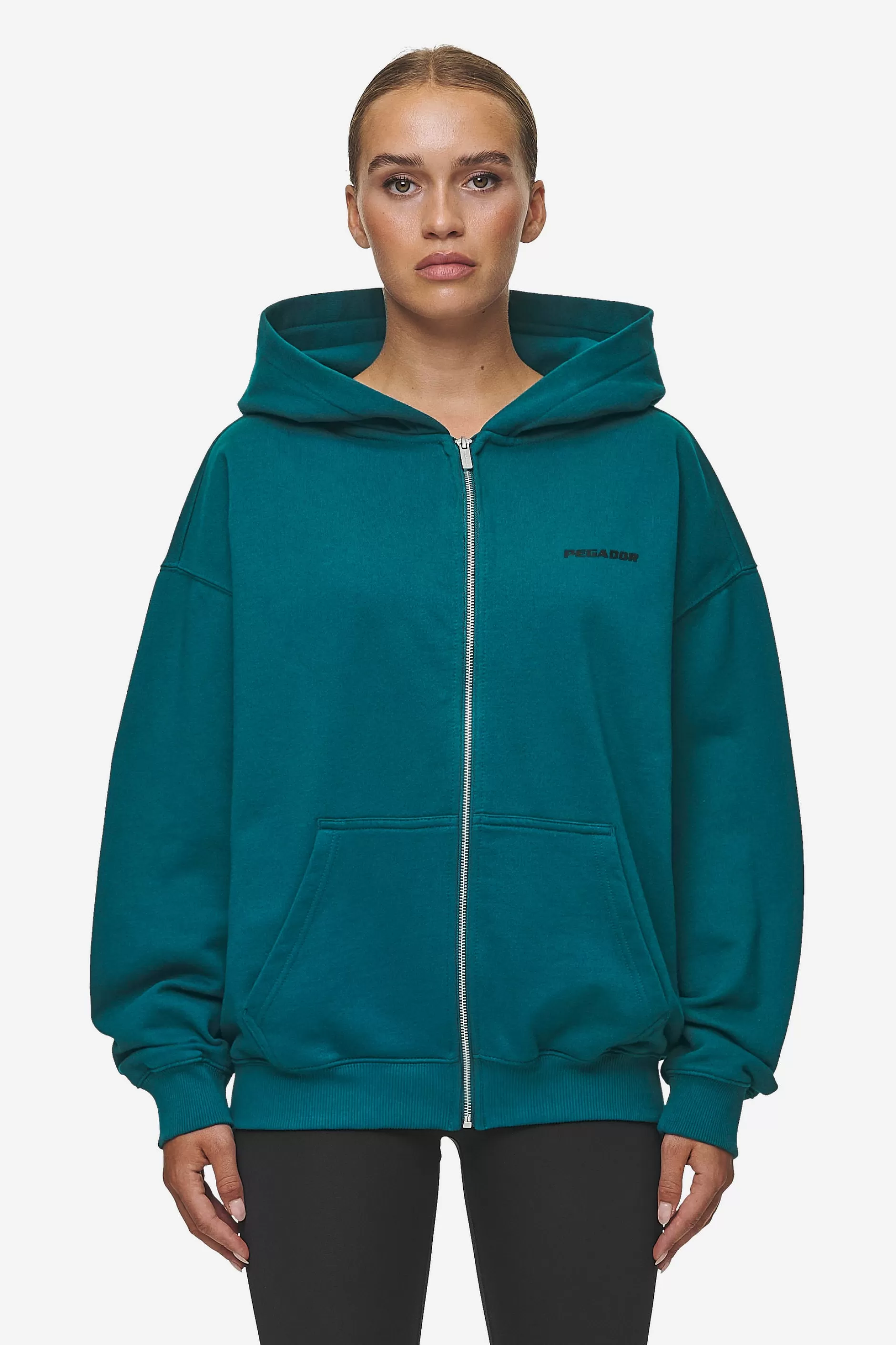 Sale Pegador Clarita Oversized Sweat Jacket Washed Urban Turquoise Black Gum