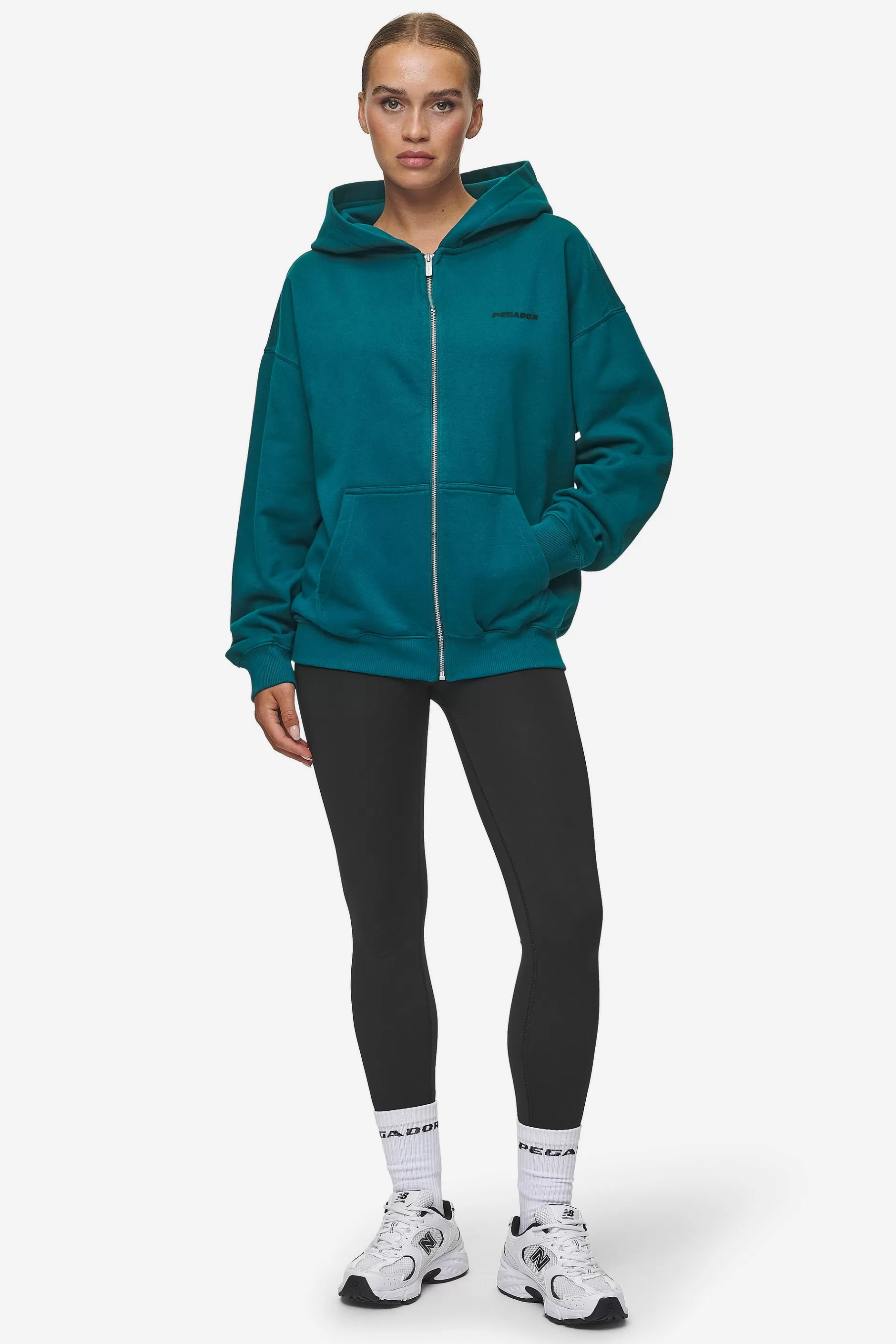 Sale Pegador Clarita Oversized Sweat Jacket Washed Urban Turquoise Black Gum