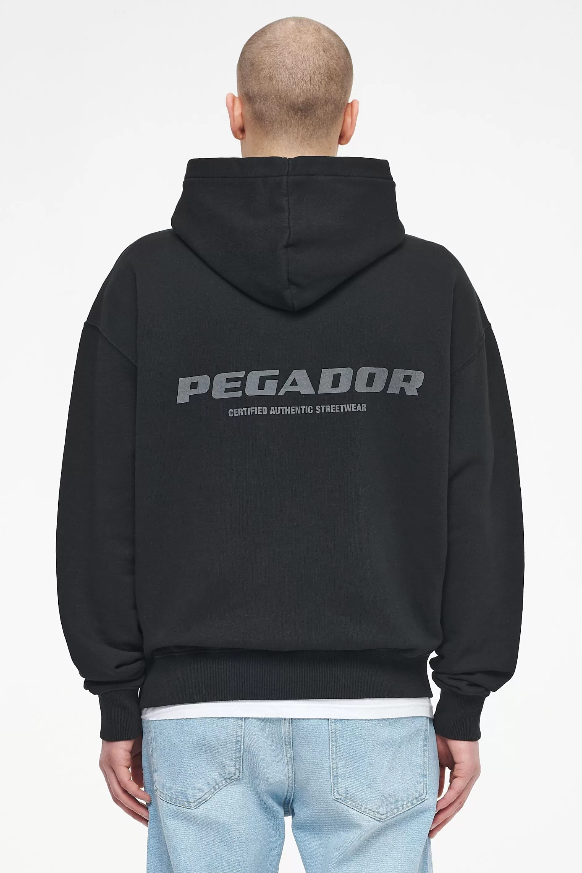 Sale Pegador Colne Logo Oversized Hoodie Vintage Washed Black Ink Gum
