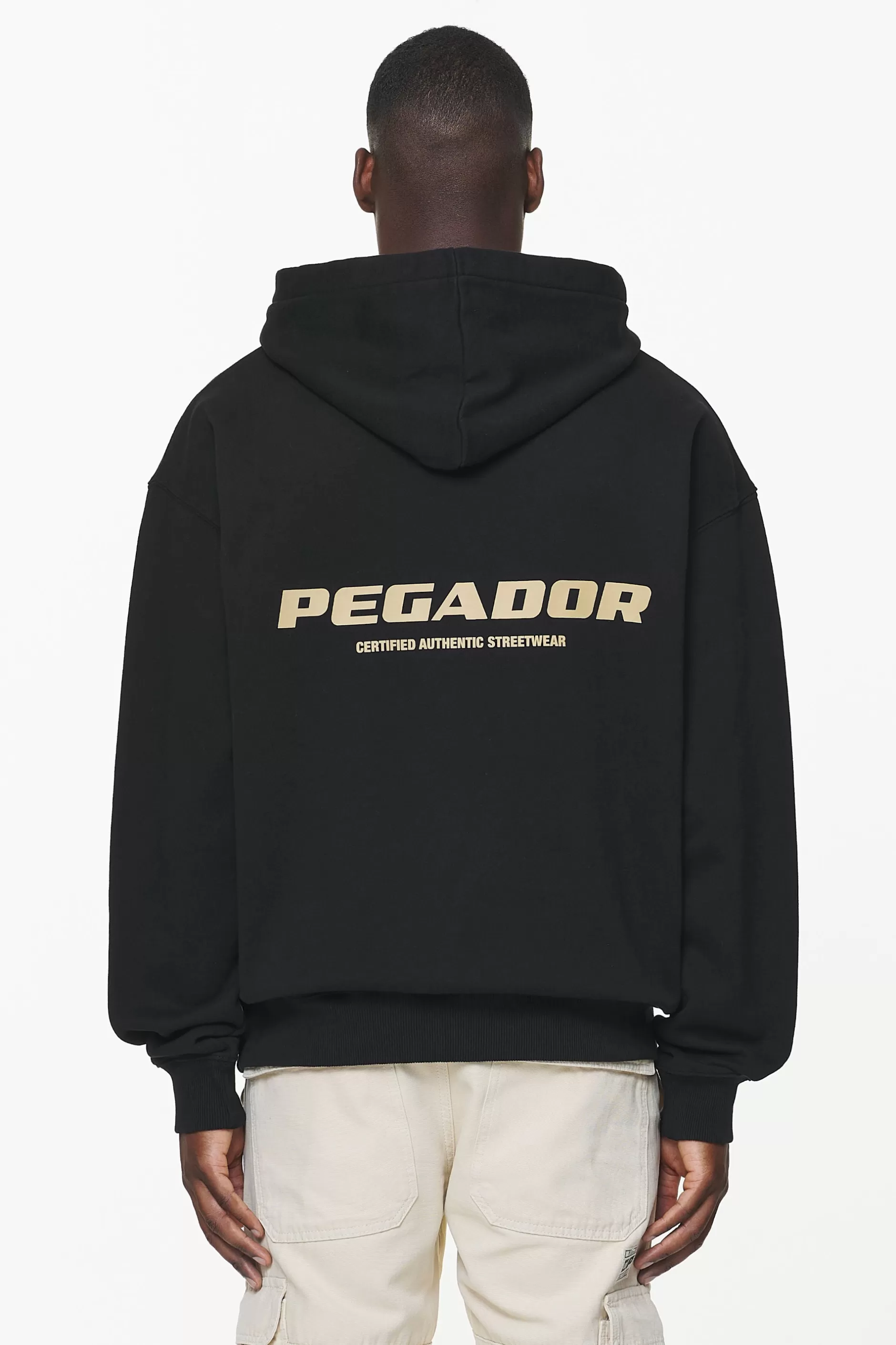 Online Pegador Colne Logo Oversized Hoodie Vintage Washed Onyx Black Gum