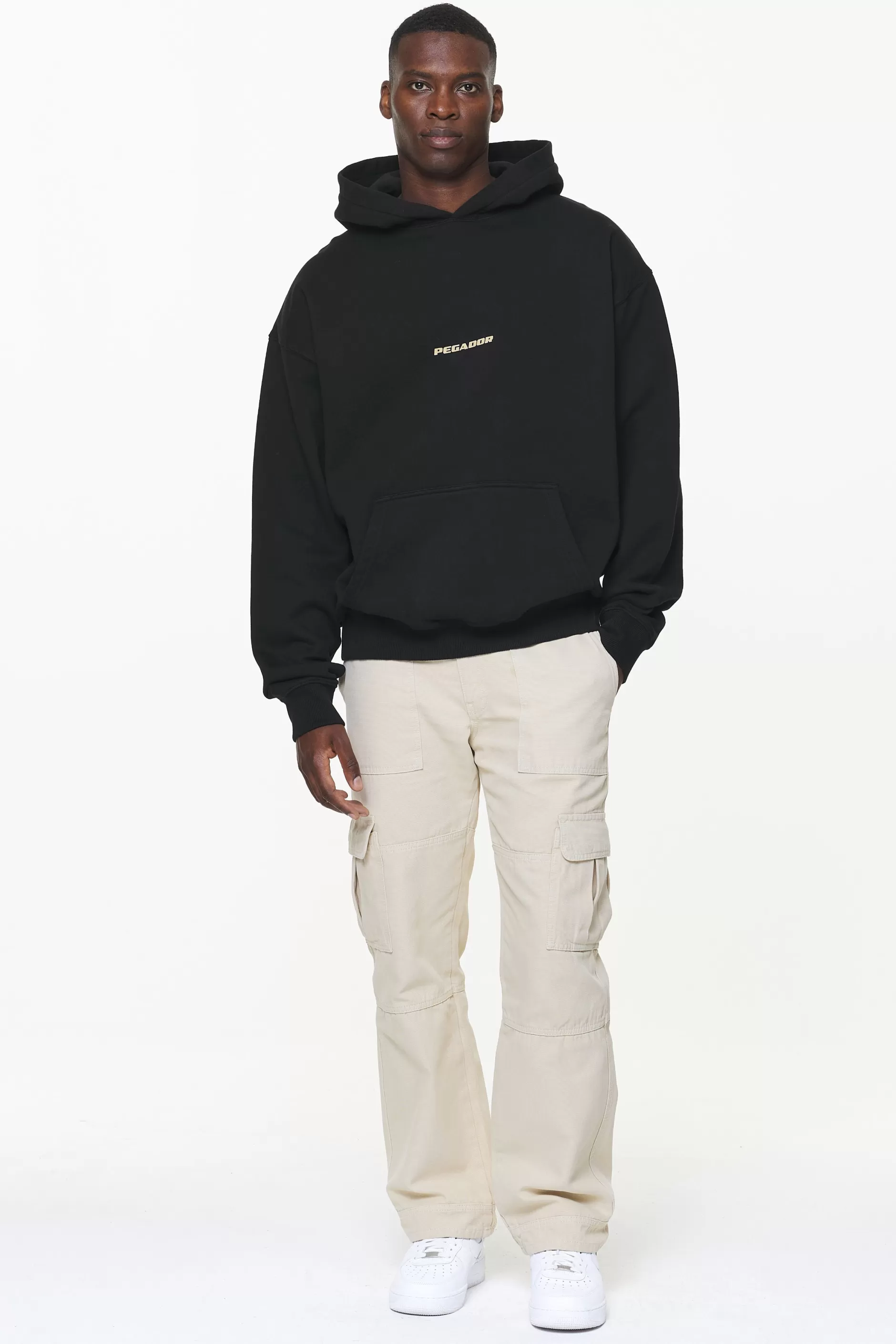 Online Pegador Colne Logo Oversized Hoodie Vintage Washed Onyx Black Gum