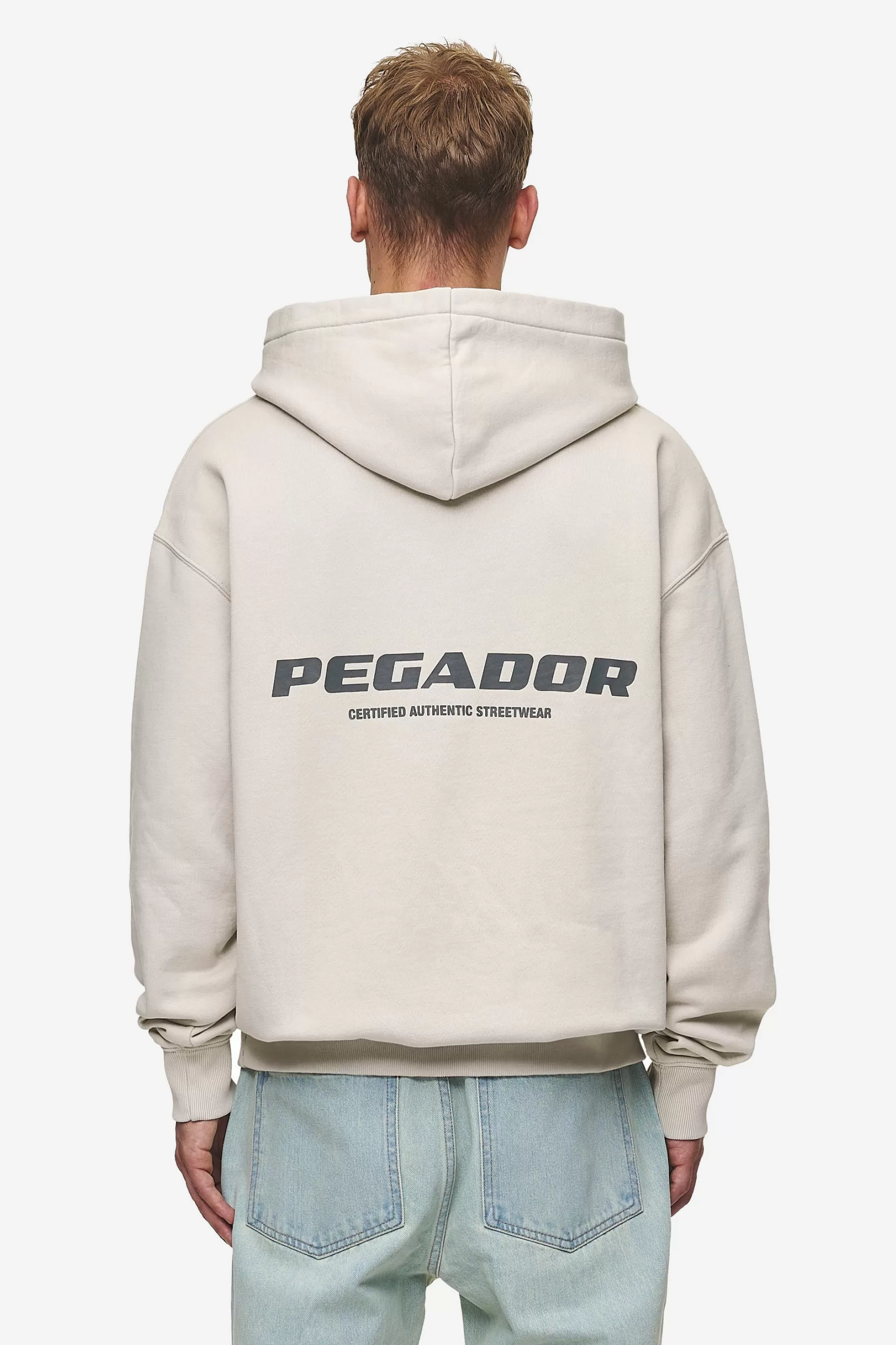 Flash Sale Pegador Colne Logo Oversized Hoodie Washed Light Beige Anthracite
