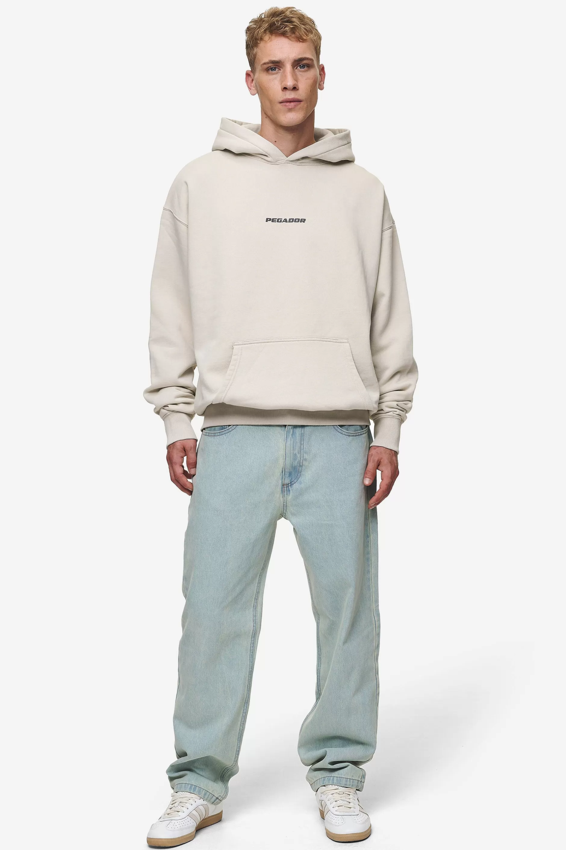 Flash Sale Pegador Colne Logo Oversized Hoodie Washed Light Beige Anthracite