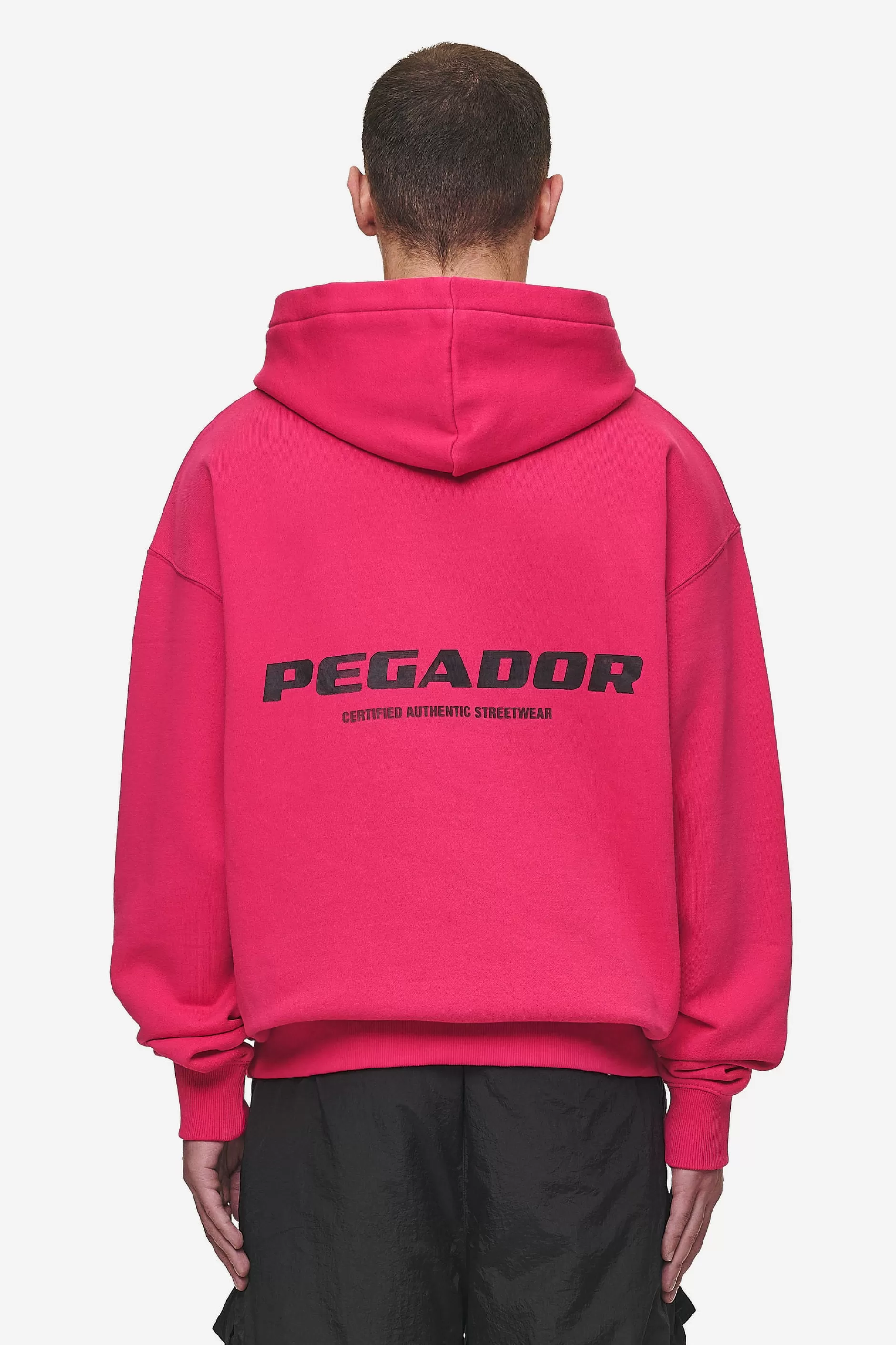 New Pegador Colne Logo Oversized Hoodie Washed Virtual Pink Black