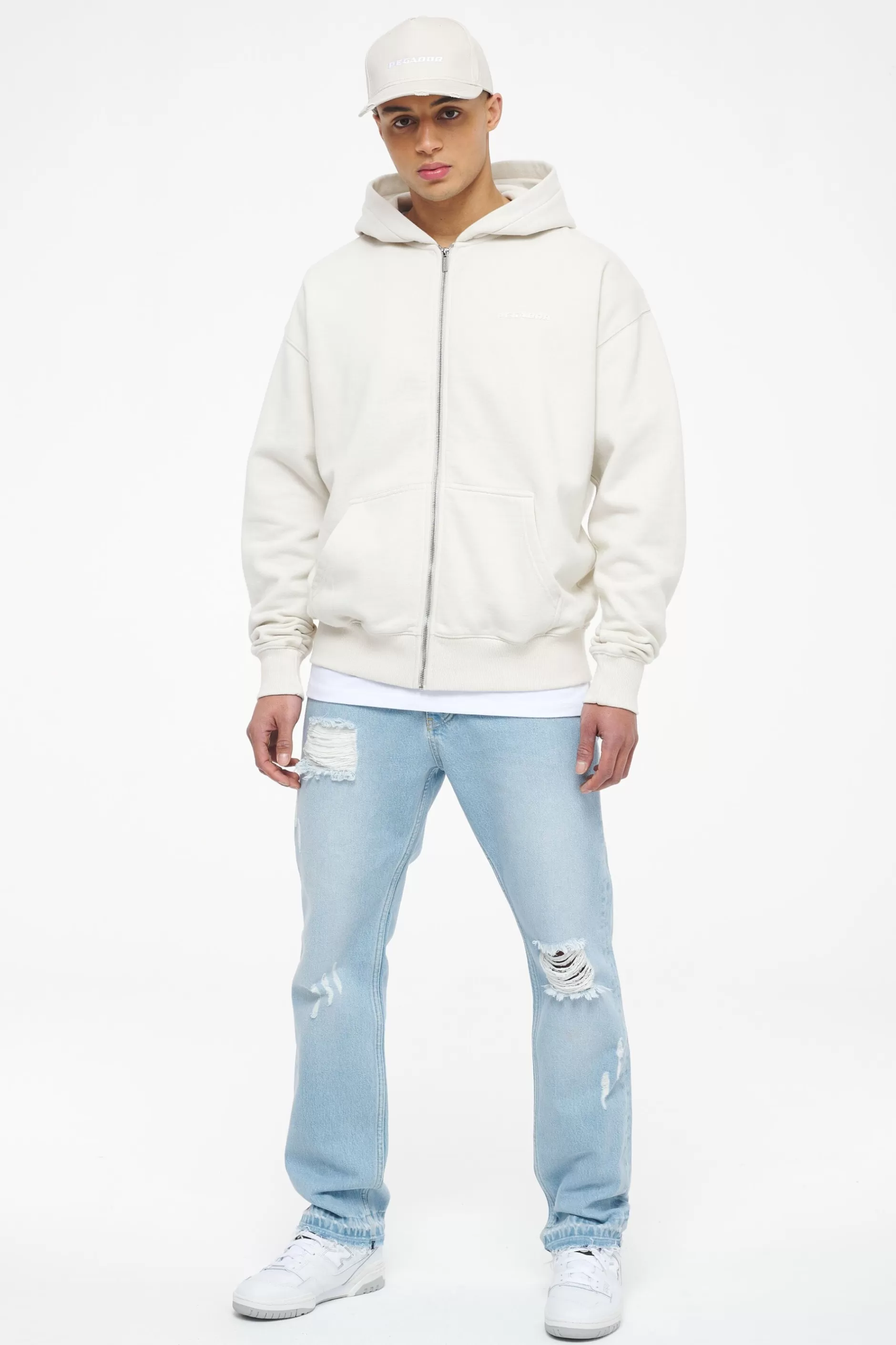 Flash Sale Pegador Colne Logo Oversized Sweat Jacket Vintage Washed Angels Cream Gum