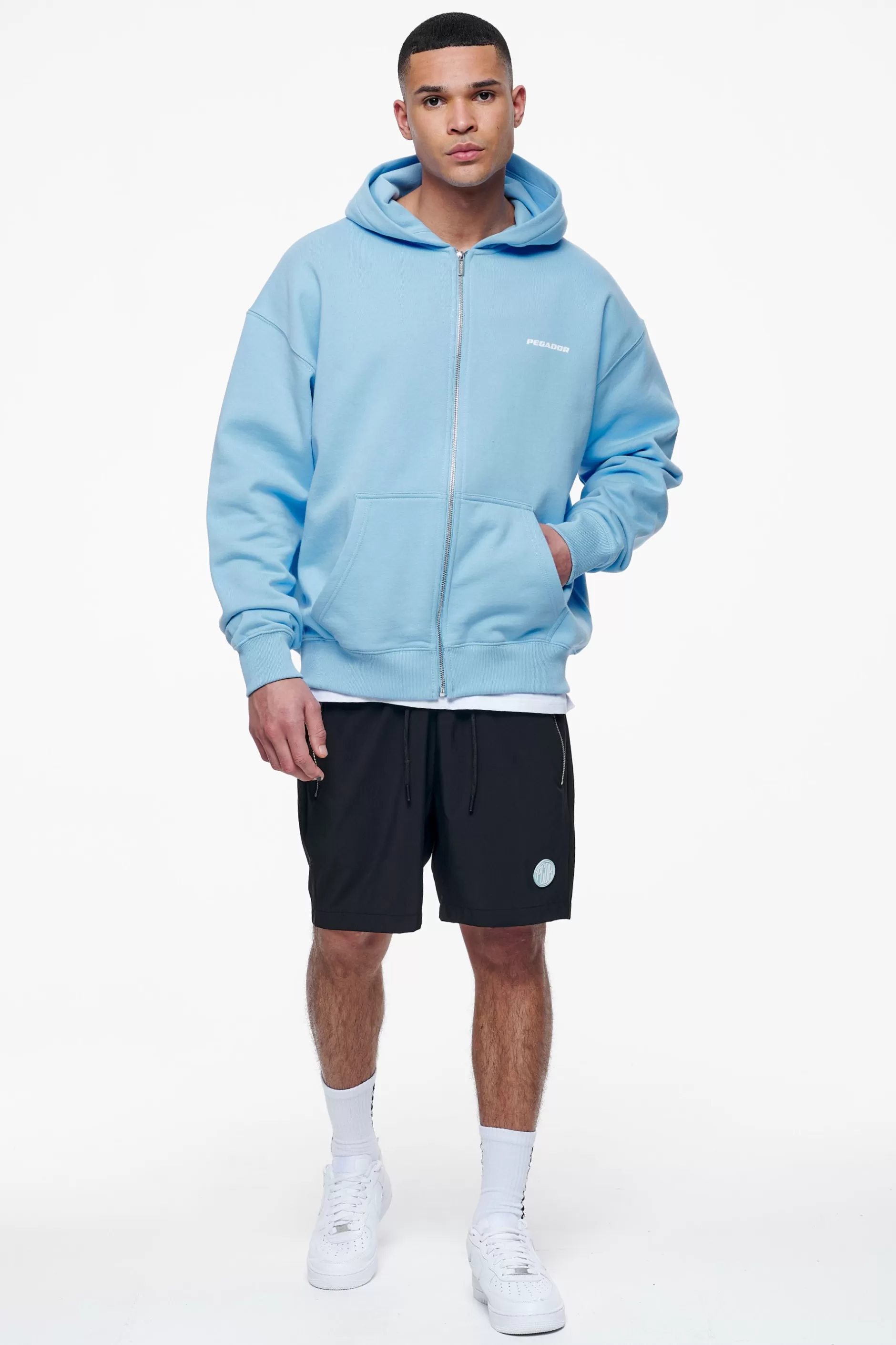 Sale Pegador Colne Logo Oversized Sweat Jacket Vintage Washed Riviera Blue