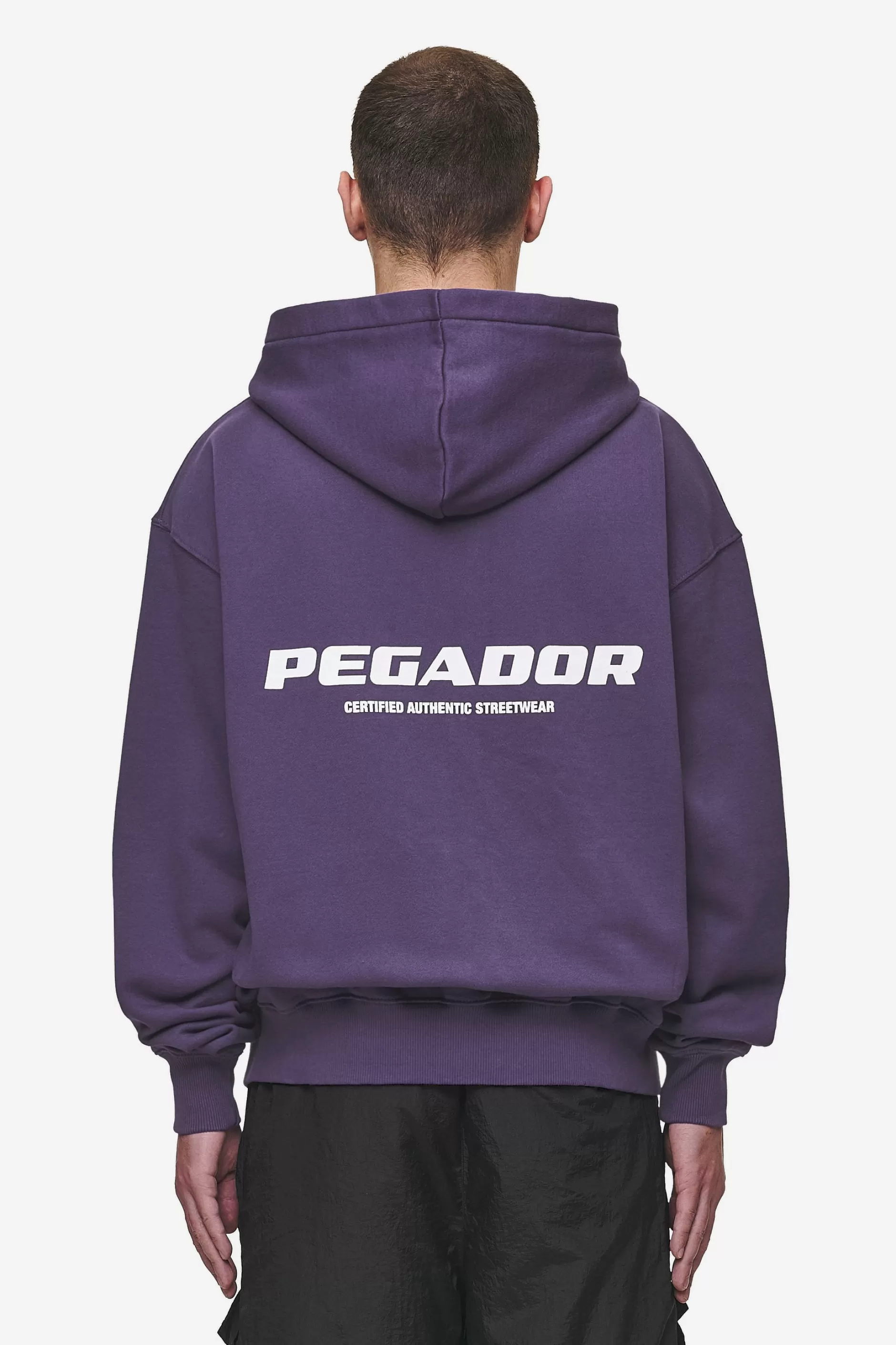 Fashion Pegador Colne Logo Oversized Sweat Jacket Washed Deep Purple White