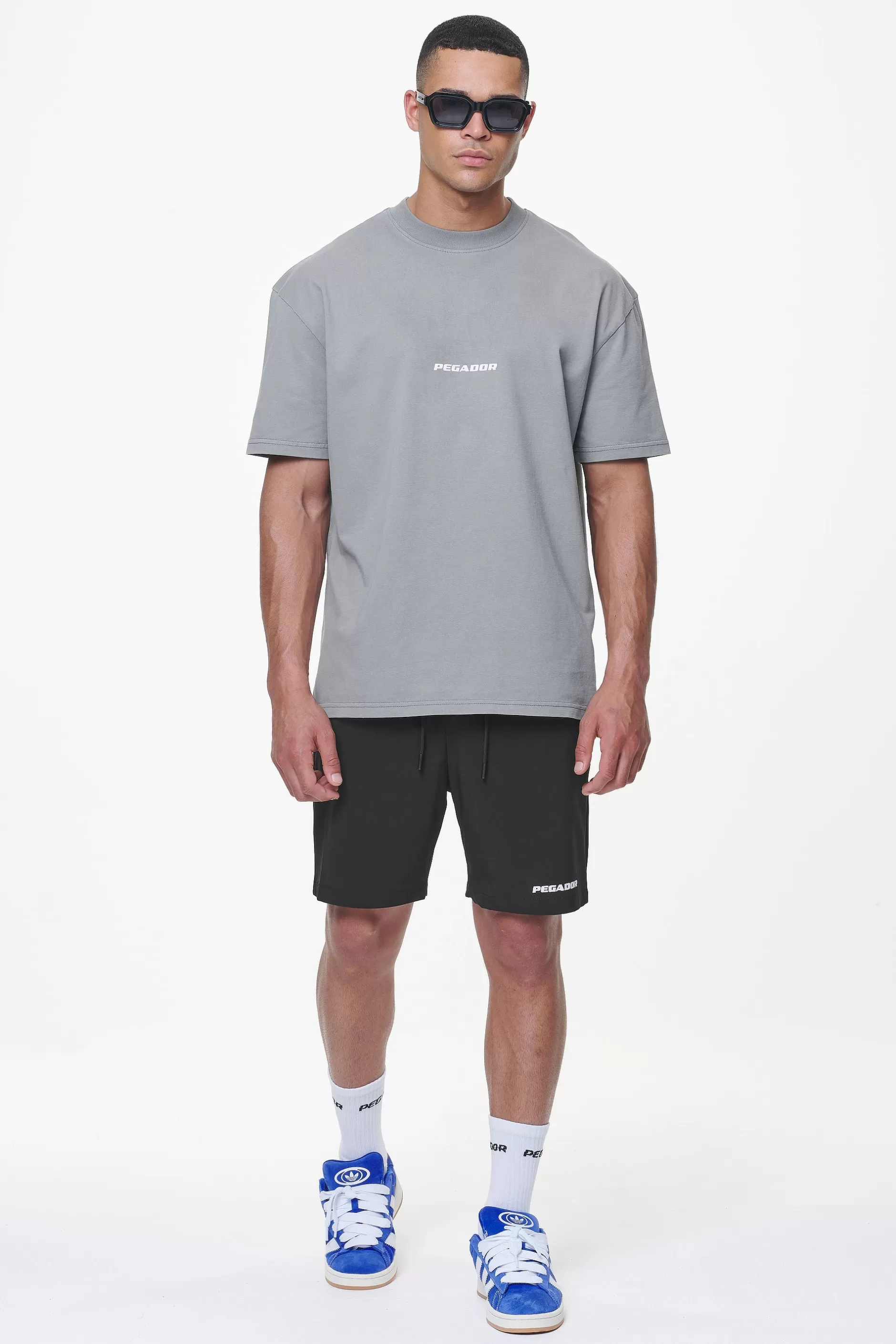 Flash Sale Pegador Colne Logo Oversized Tee Heavy Washed Cool Grey