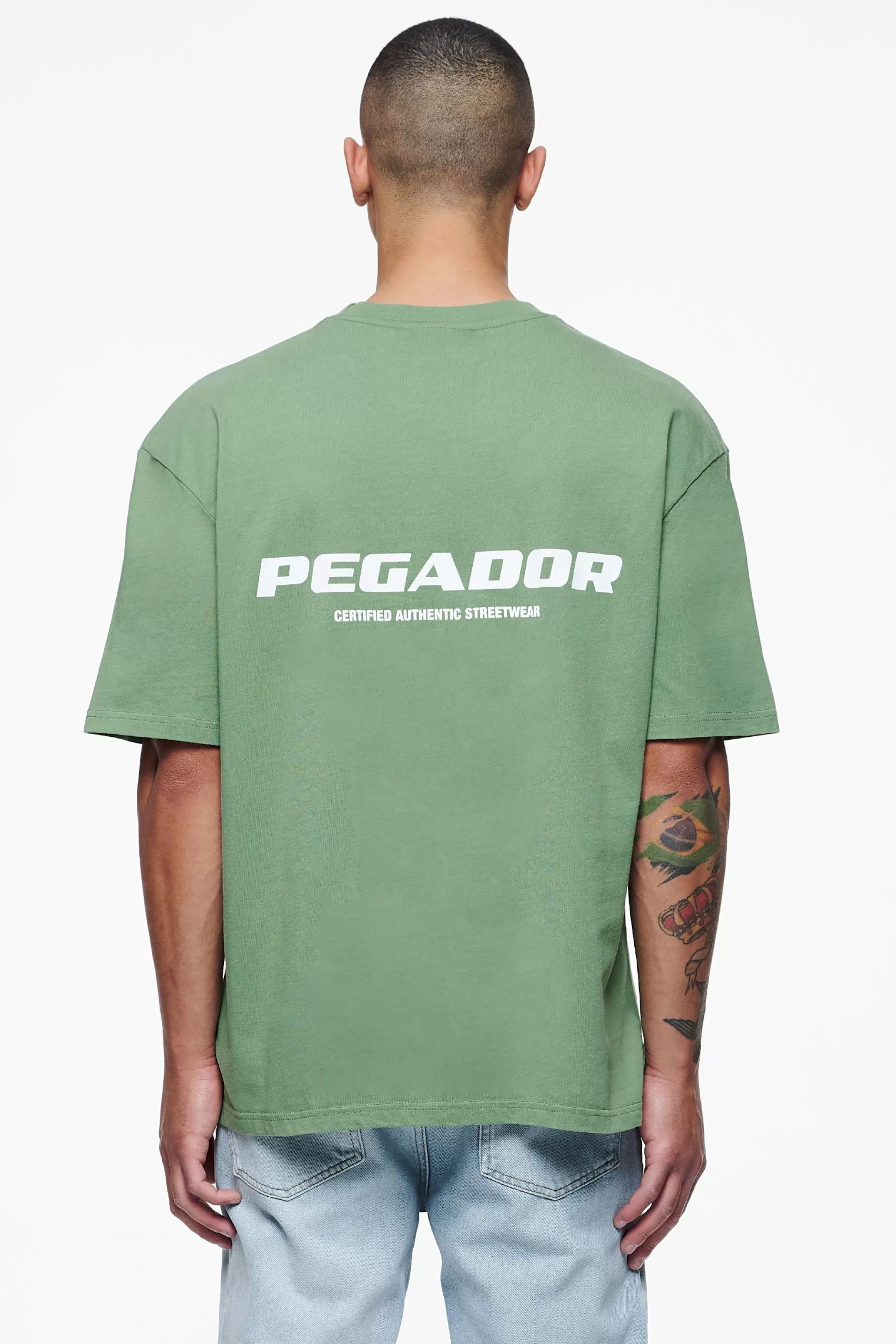 Cheap Pegador Colne Logo Oversized Tee Vintage Washed Cypress Green
