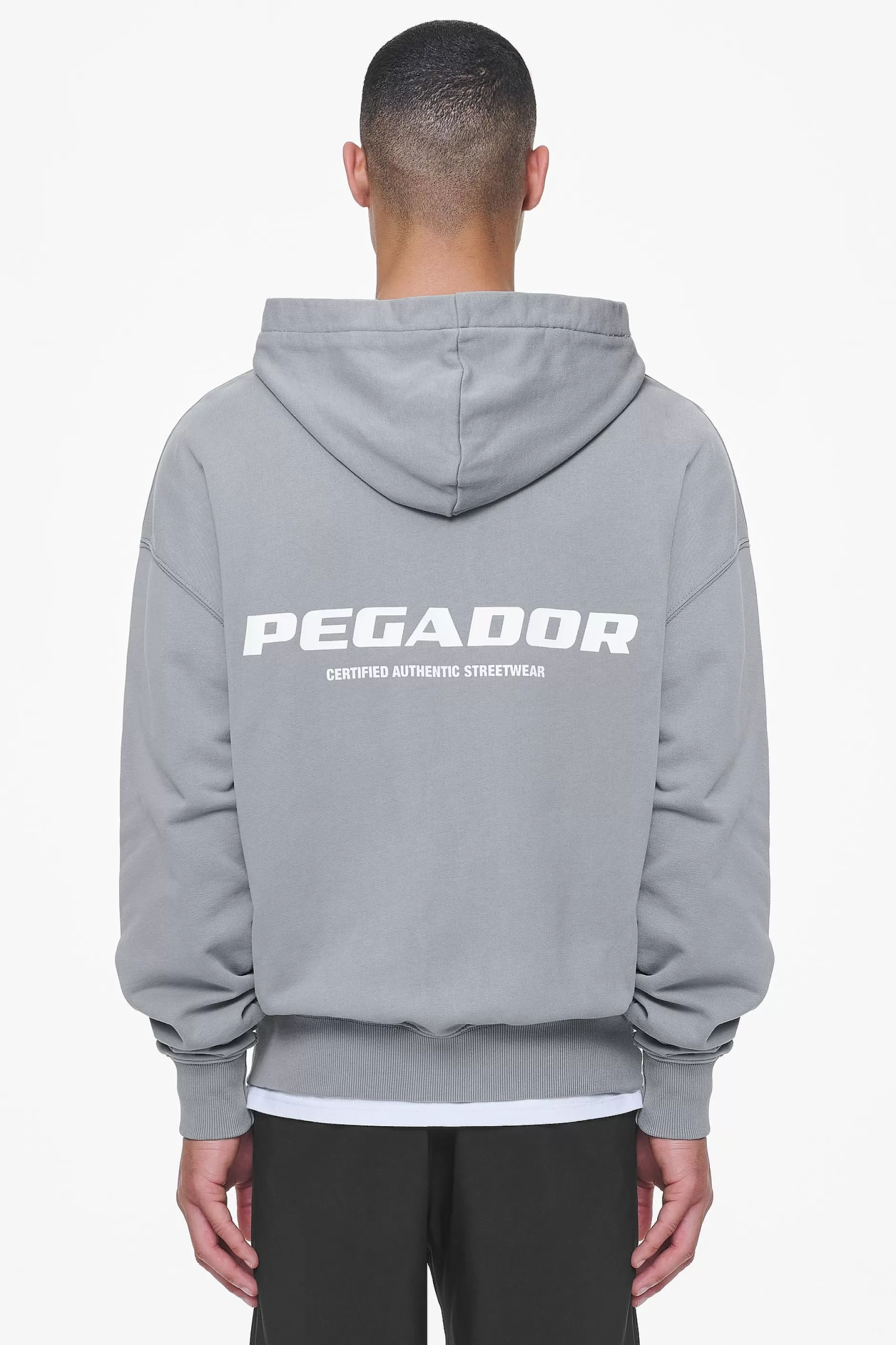 Sale Pegador Colne Terry Logo Oversized Sweat Jacket Heavy Washed Cool Grey