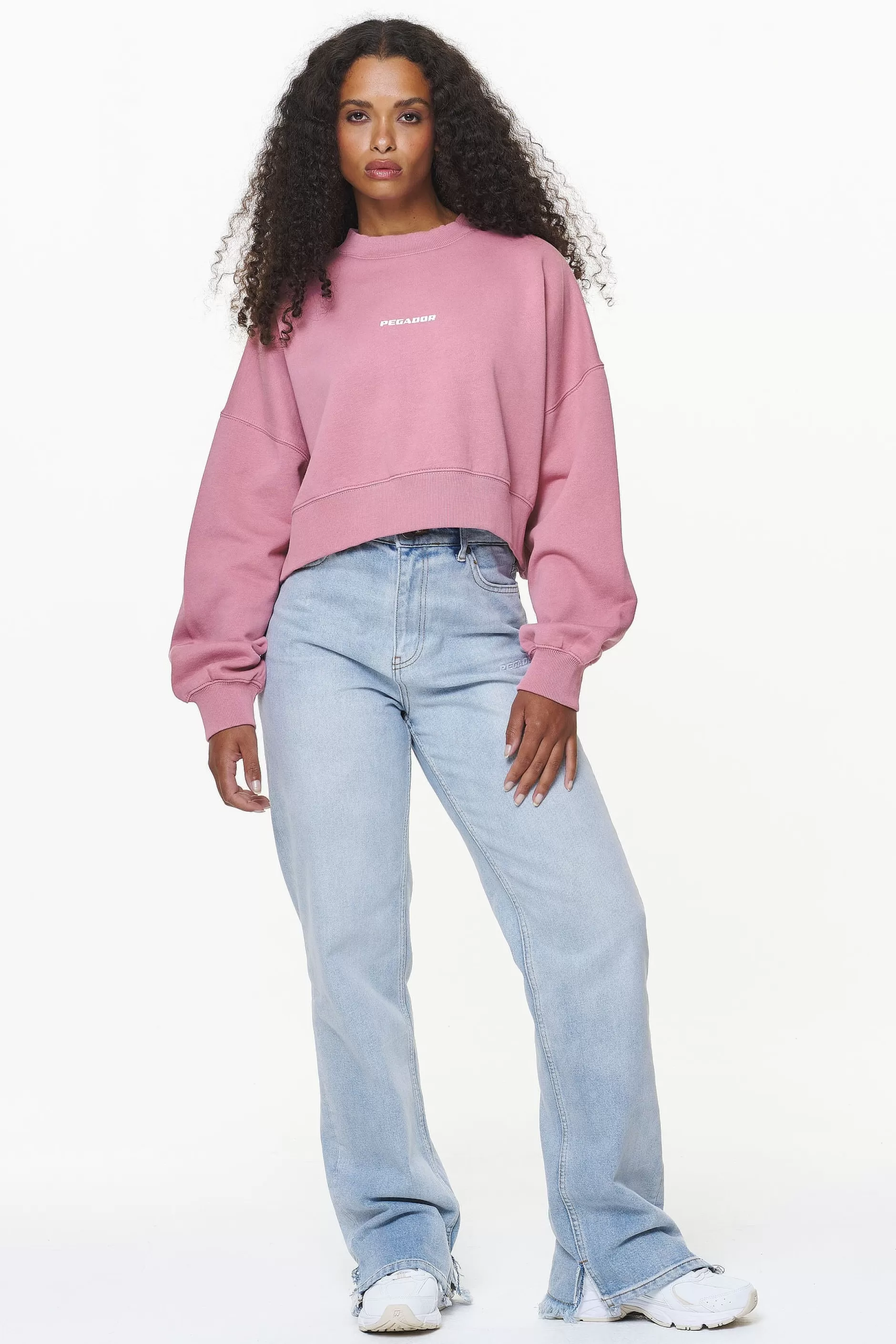 Fashion Pegador Dorothy Cropped Oversized Sweater Vintage Washed Rust Pink
