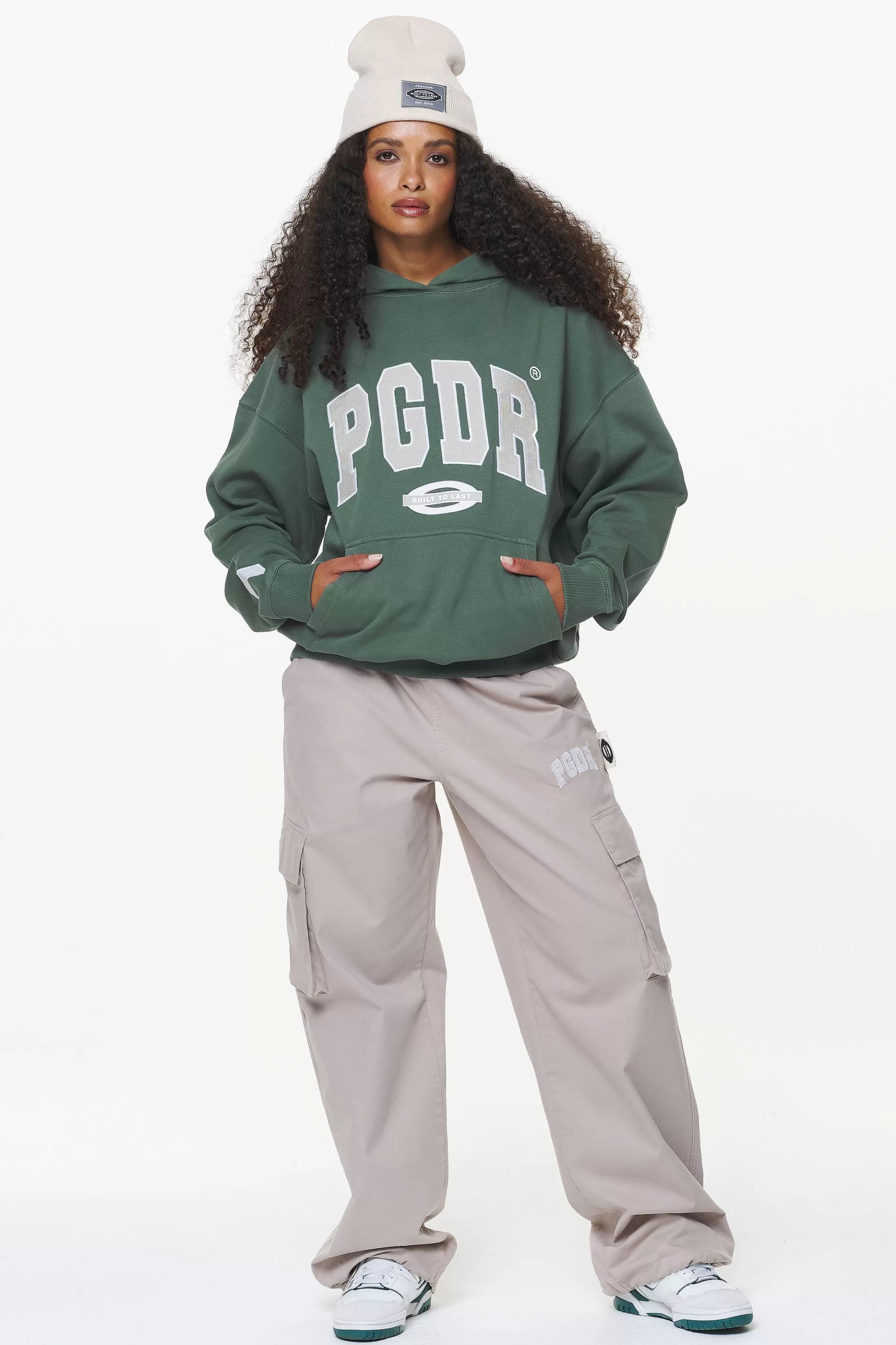Online Pegador Keats Logo Oversized Hoodie Vintage Washed Garden Green