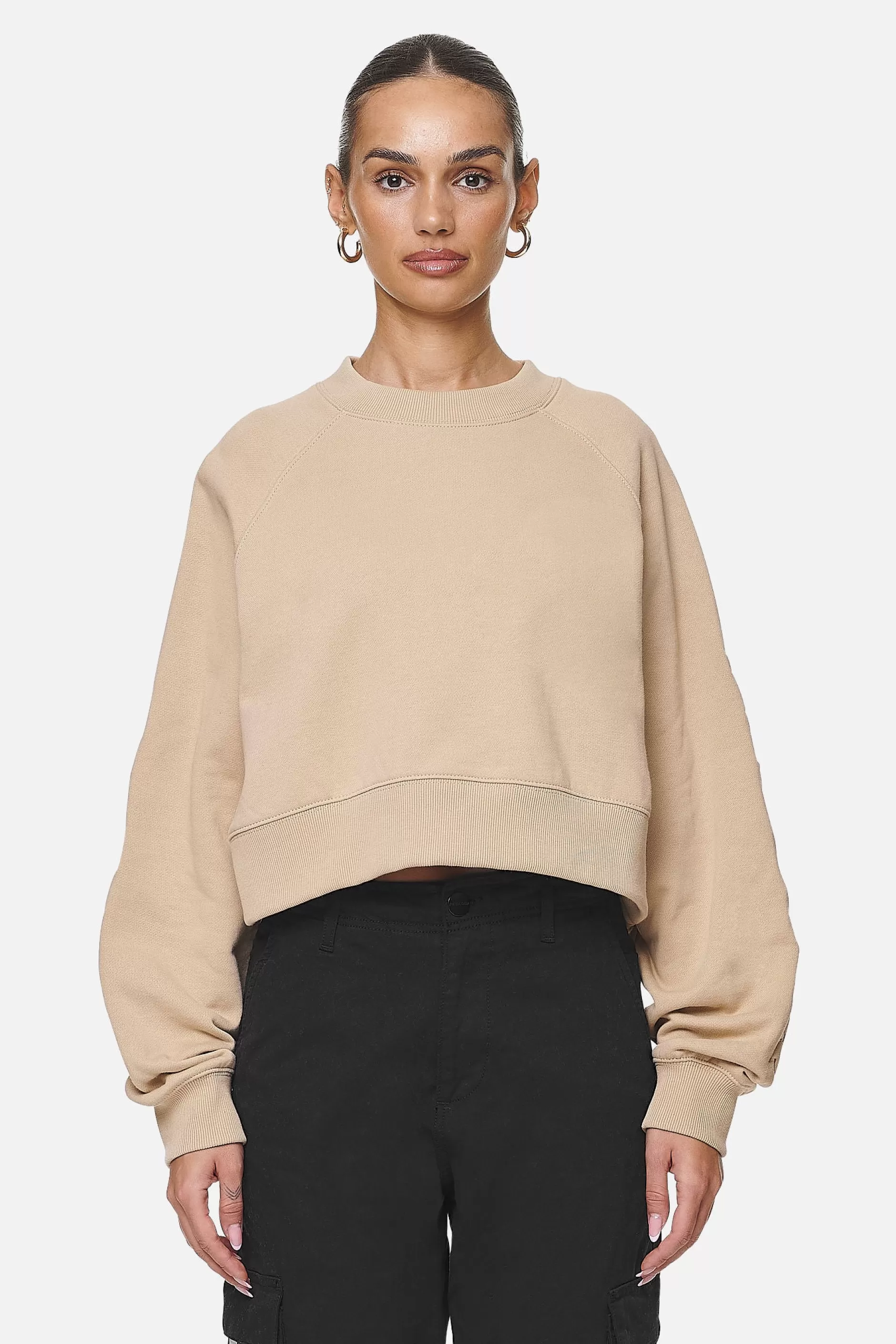 Fashion Pegador Kintore Cropped Oversized Raglan Sweater Washed Safari Sand