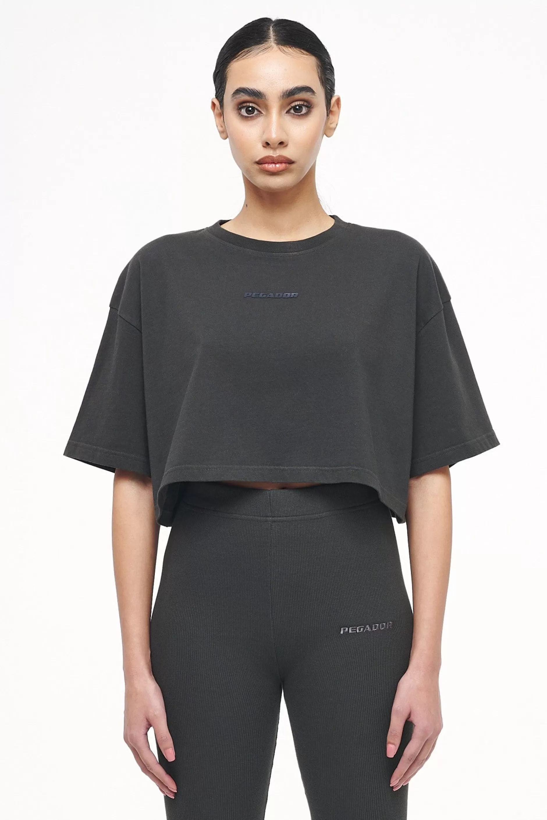 Online Pegador Layla Oversized Cropped Tee Vintage Washed Iron Grey Gum