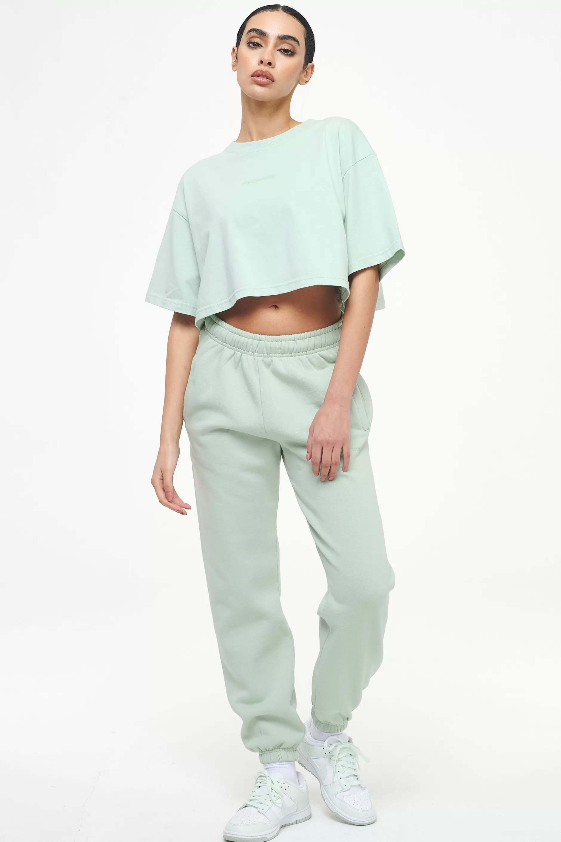 Outlet Pegador Layla Oversized Cropped Tee Vintage Washed Milky Green Gum