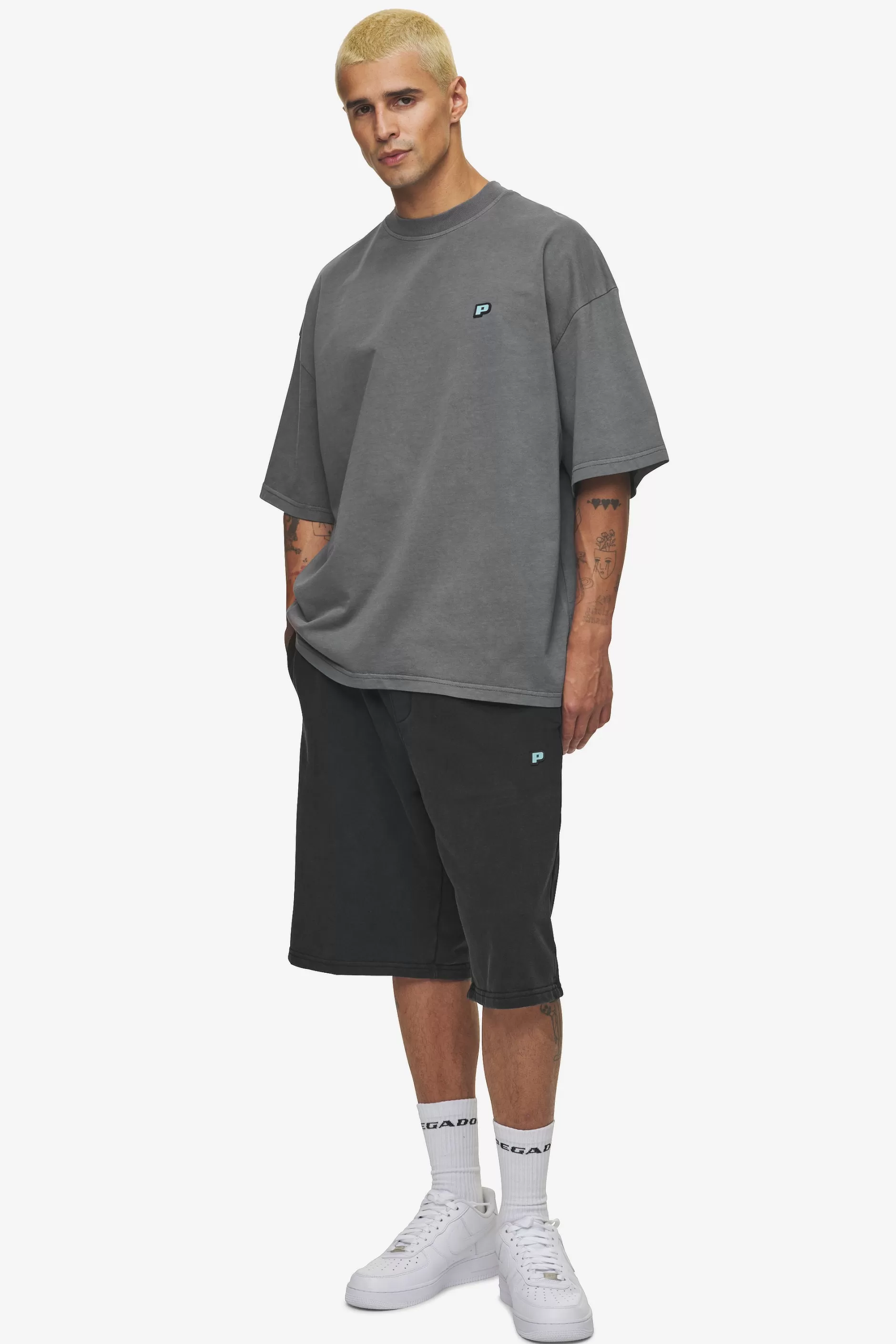Sale Pegador Leono Boxy Tee Sky Blue Gum Vintage grey