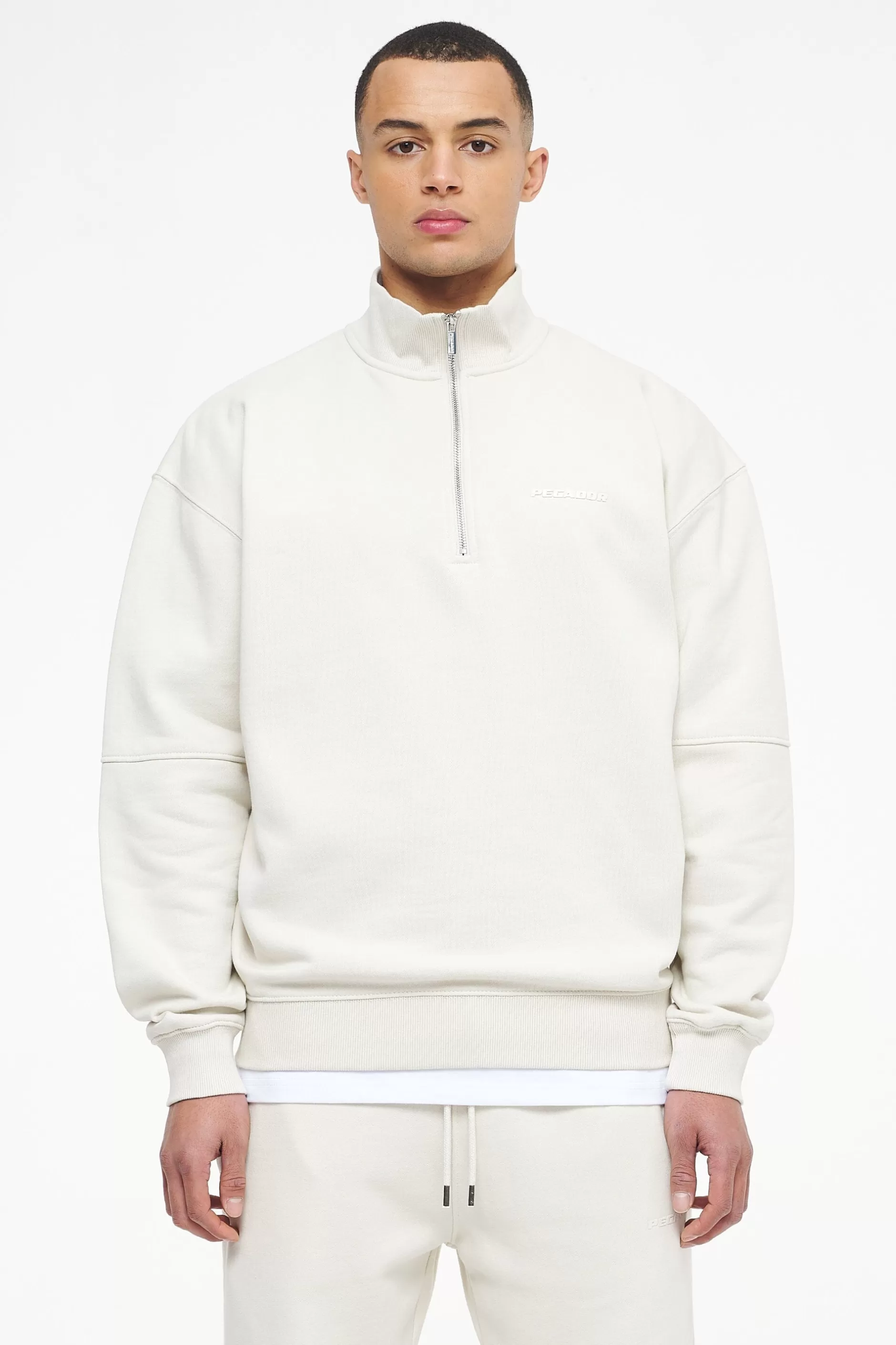 Online Pegador Logo Oversized Halfzip Sweater Vintage Washed Angels Cream Gum