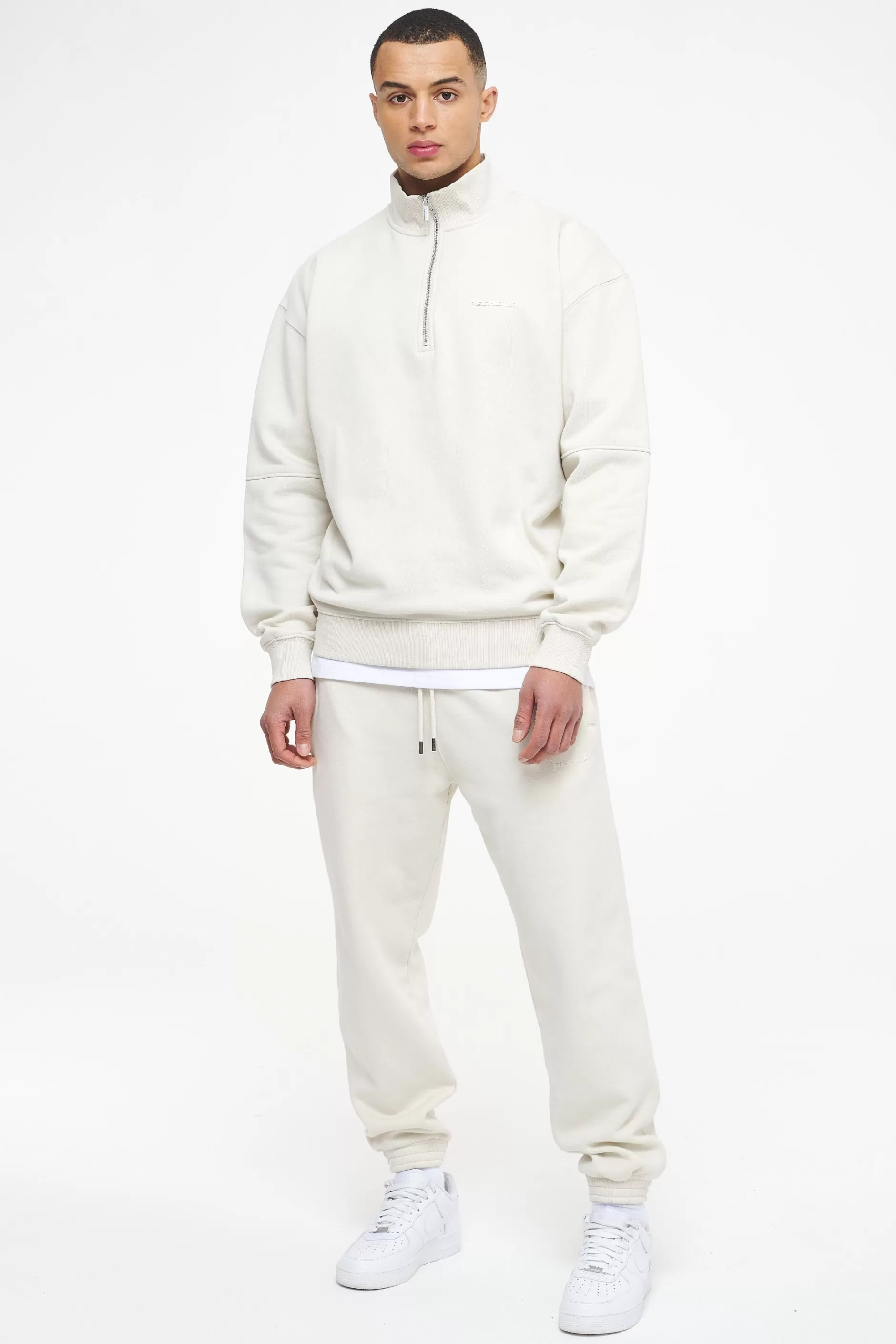 Online Pegador Logo Oversized Halfzip Sweater Vintage Washed Angels Cream Gum