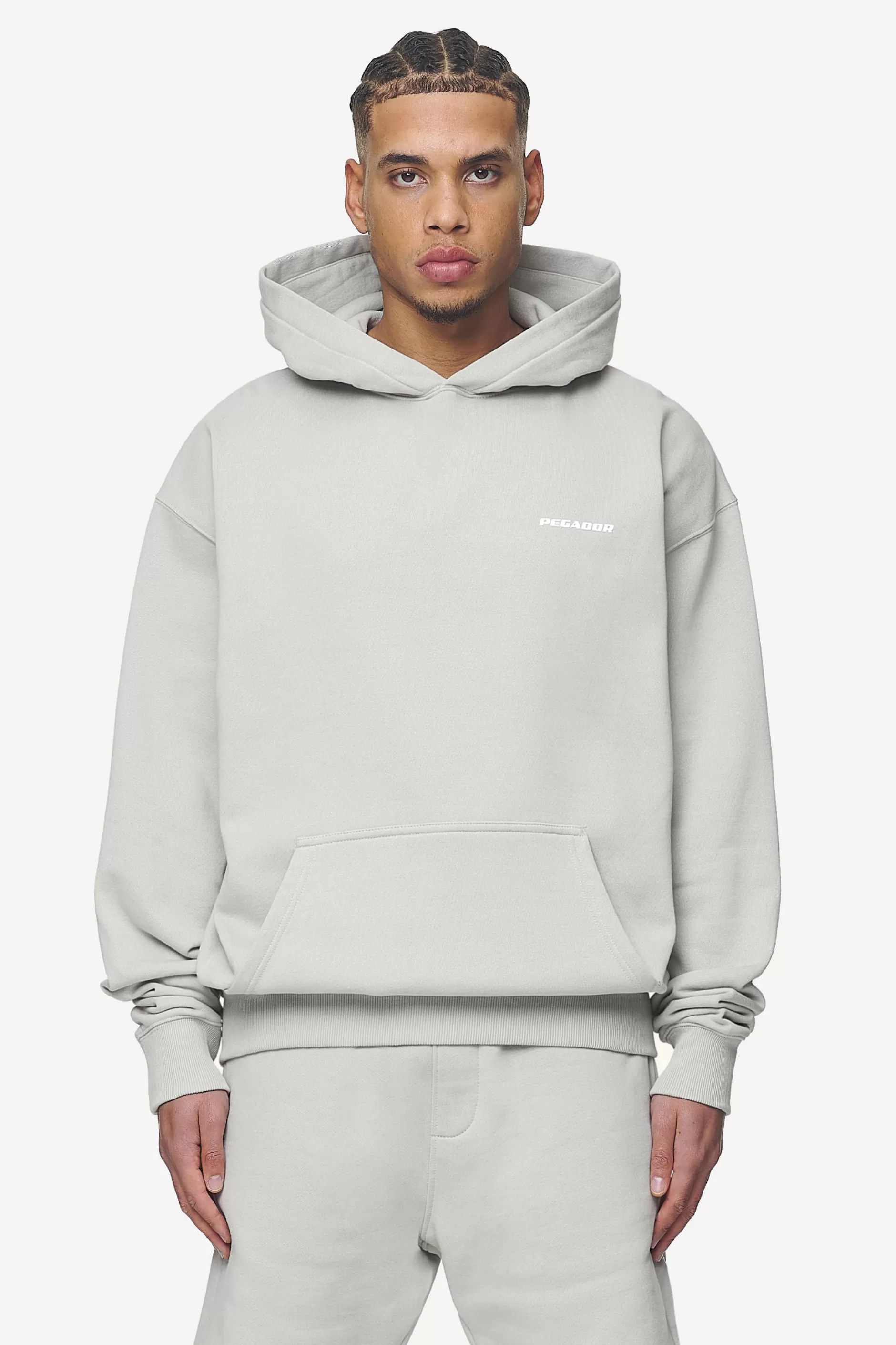 Clearance Pegador Logo Oversized Hoodie White Gum Washed pearl grey