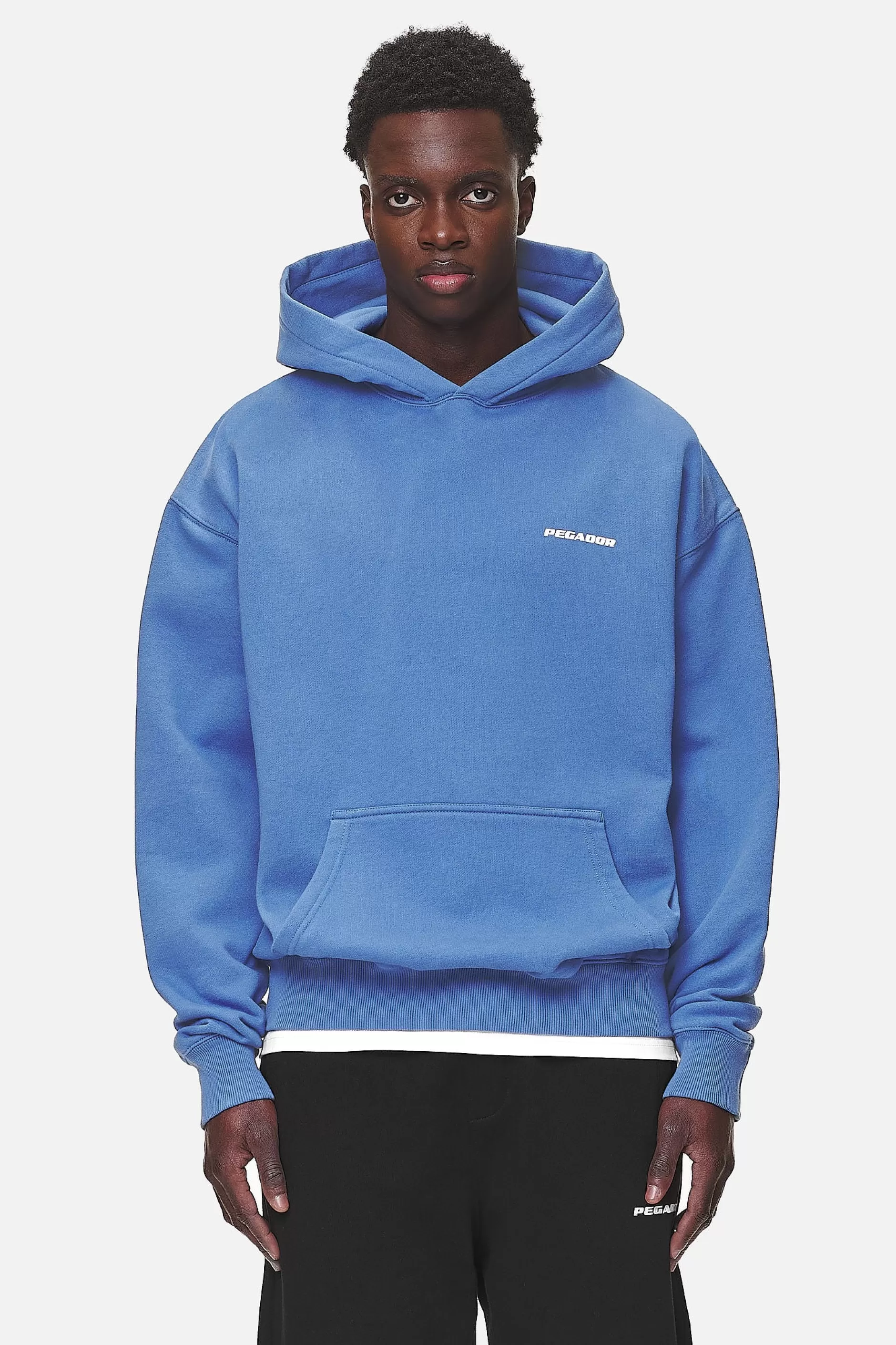 Discount Pegador Logo Oversized Hoodie White Gum Washed retro blue