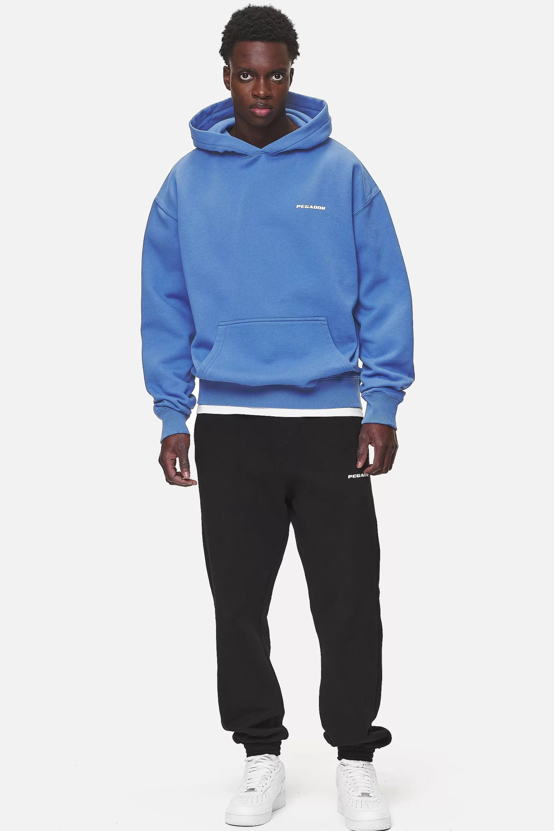 Discount Pegador Logo Oversized Hoodie White Gum Washed retro blue