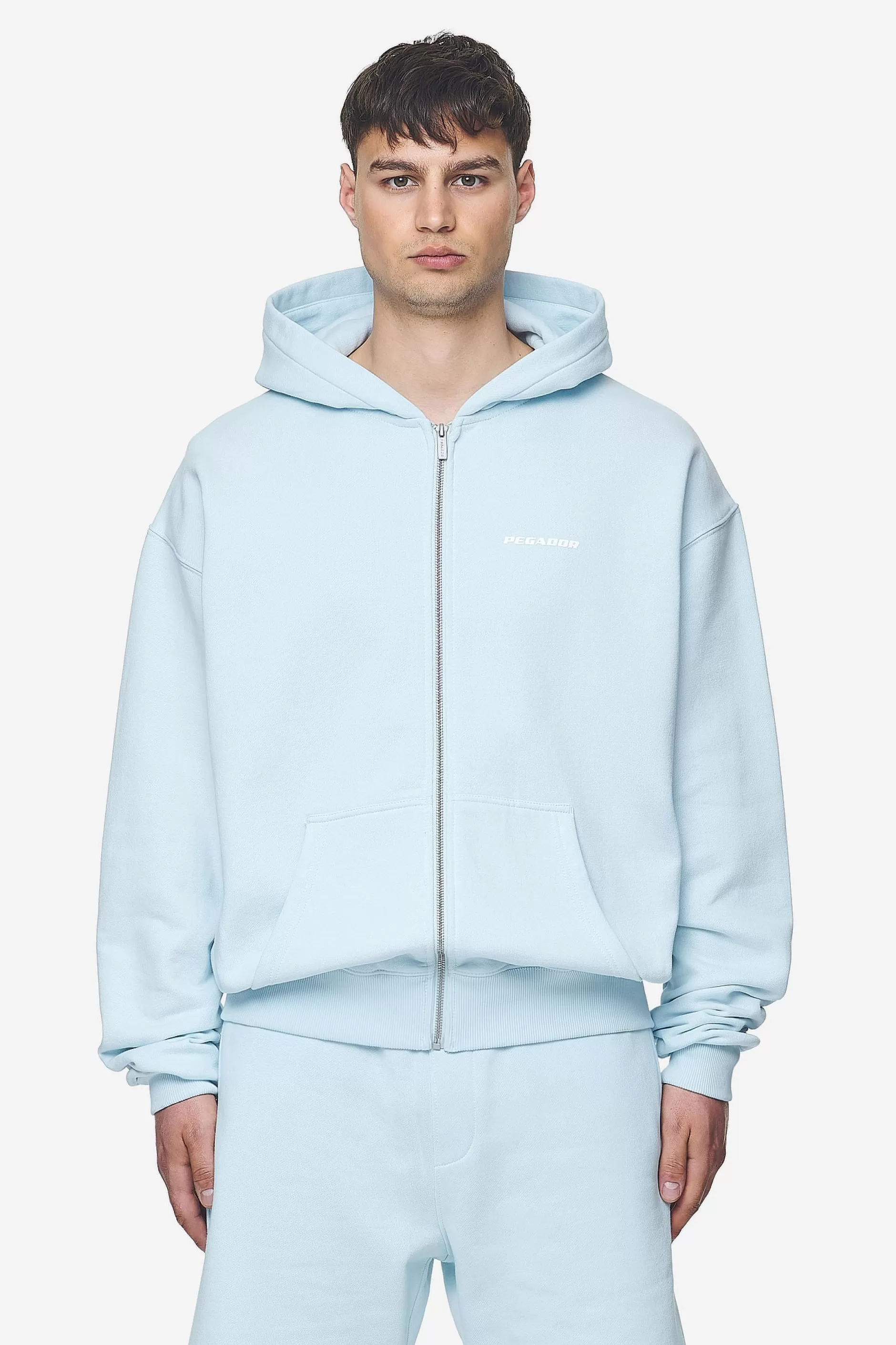 Discount Pegador Logo Oversized Sweat Jacket White Gum Washed baby blue