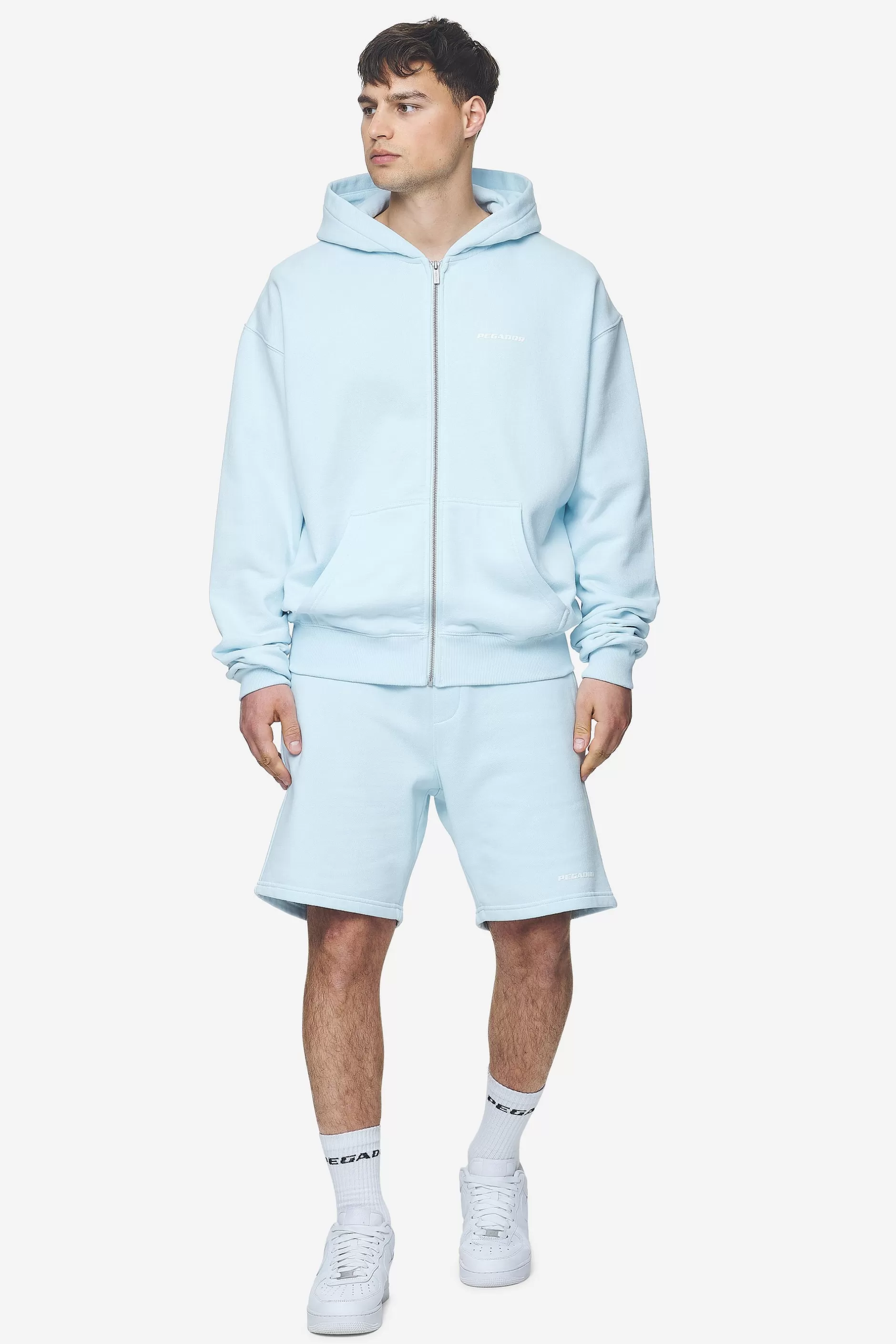 Discount Pegador Logo Oversized Sweat Jacket White Gum Washed baby blue