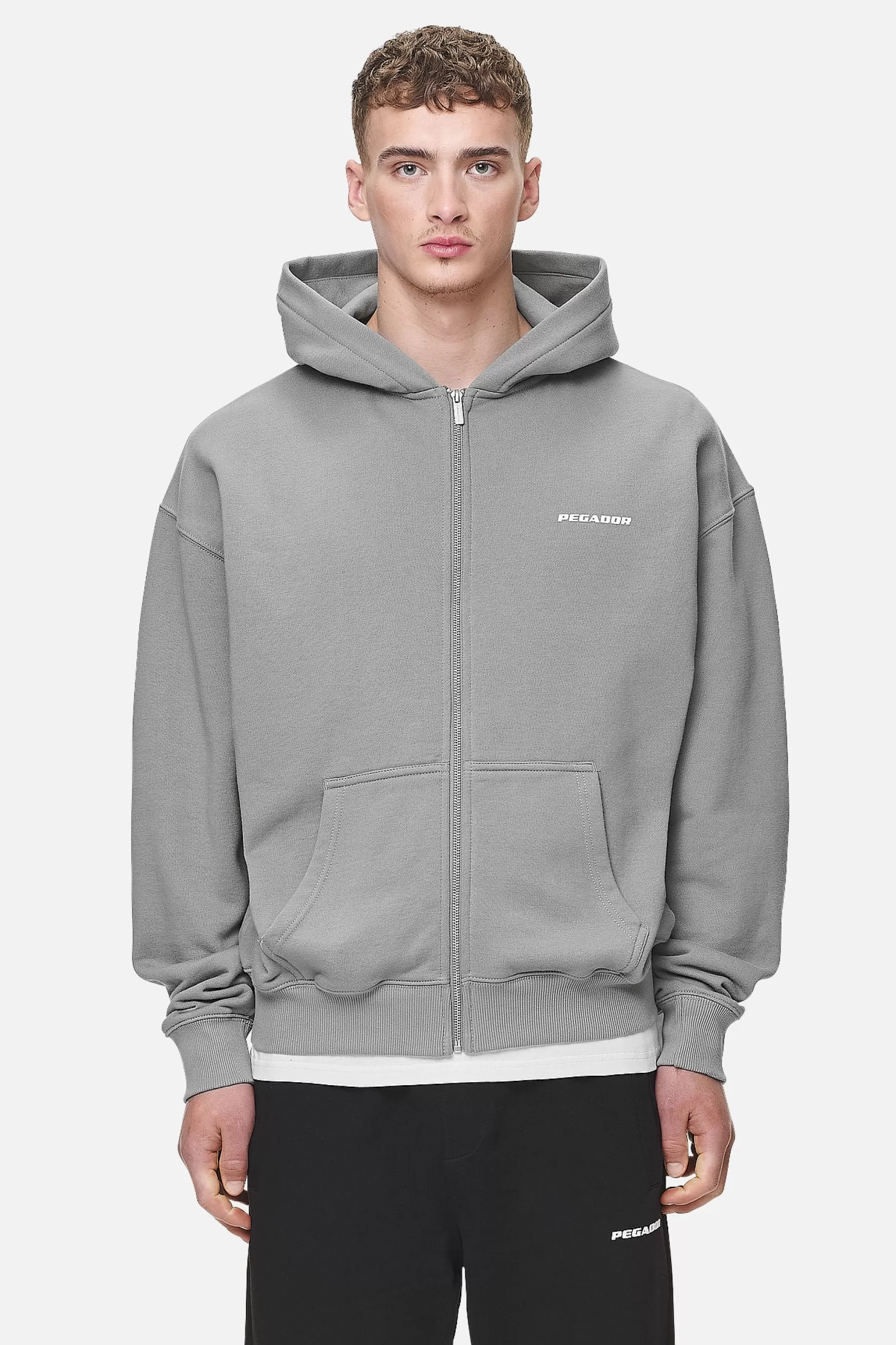 Sale Pegador Logo Oversized Sweat Jacket White Gum Washed cool grey