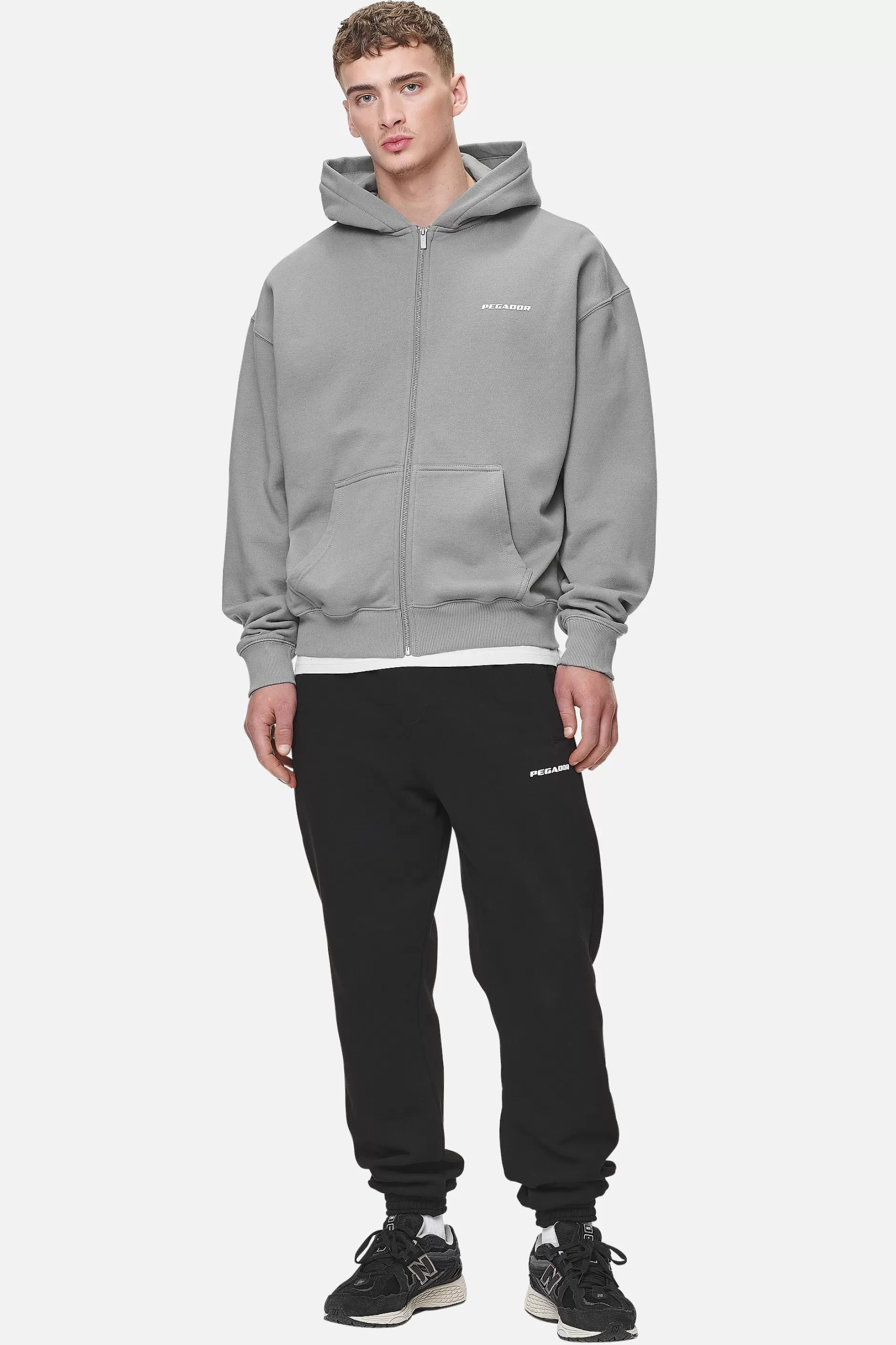 Sale Pegador Logo Oversized Sweat Jacket White Gum Washed cool grey