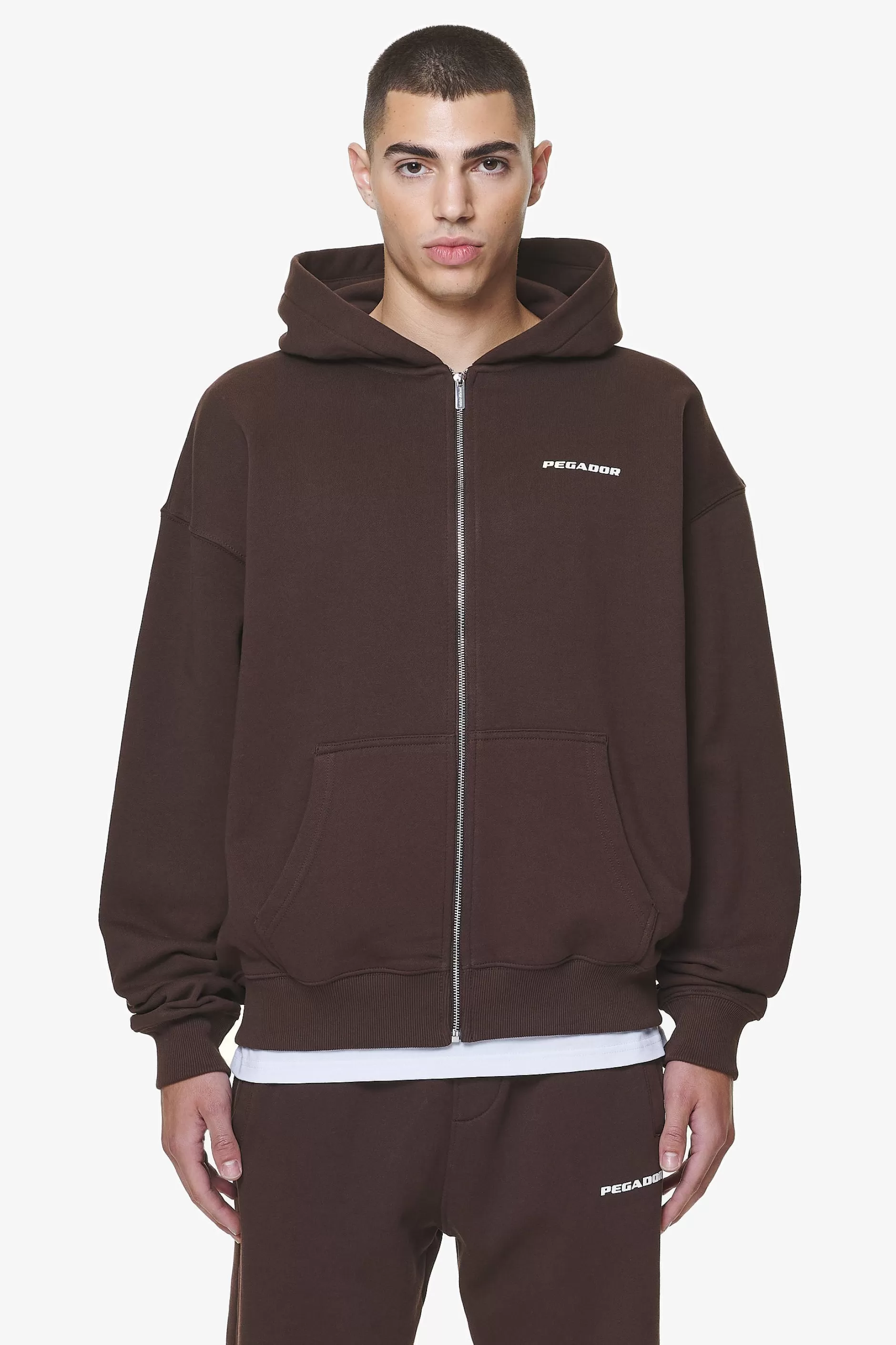 Fashion Pegador Logo Oversized Sweat Jacket Gum Washed oak brown