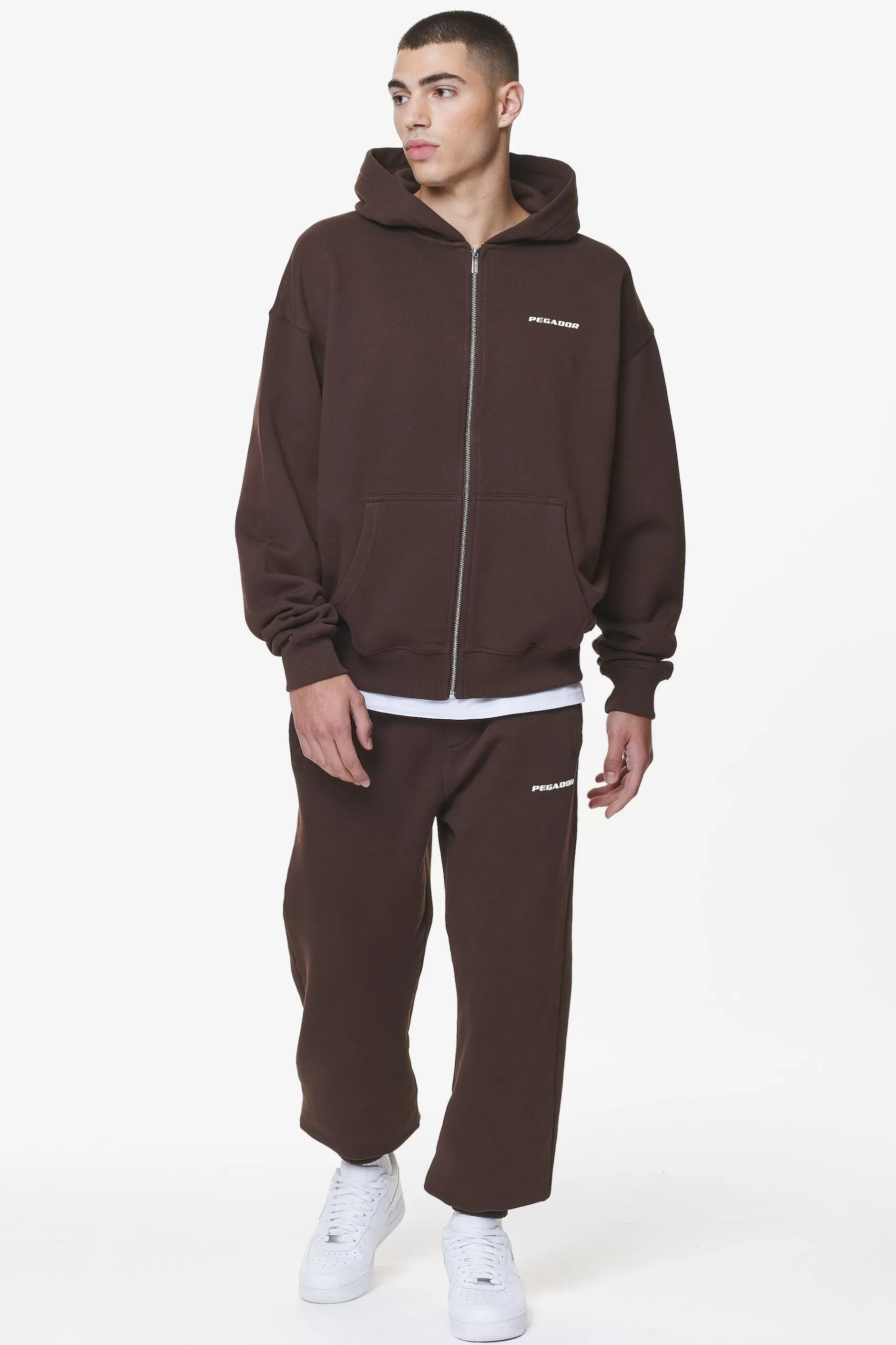 Fashion Pegador Logo Oversized Sweat Jacket Gum Washed oak brown
