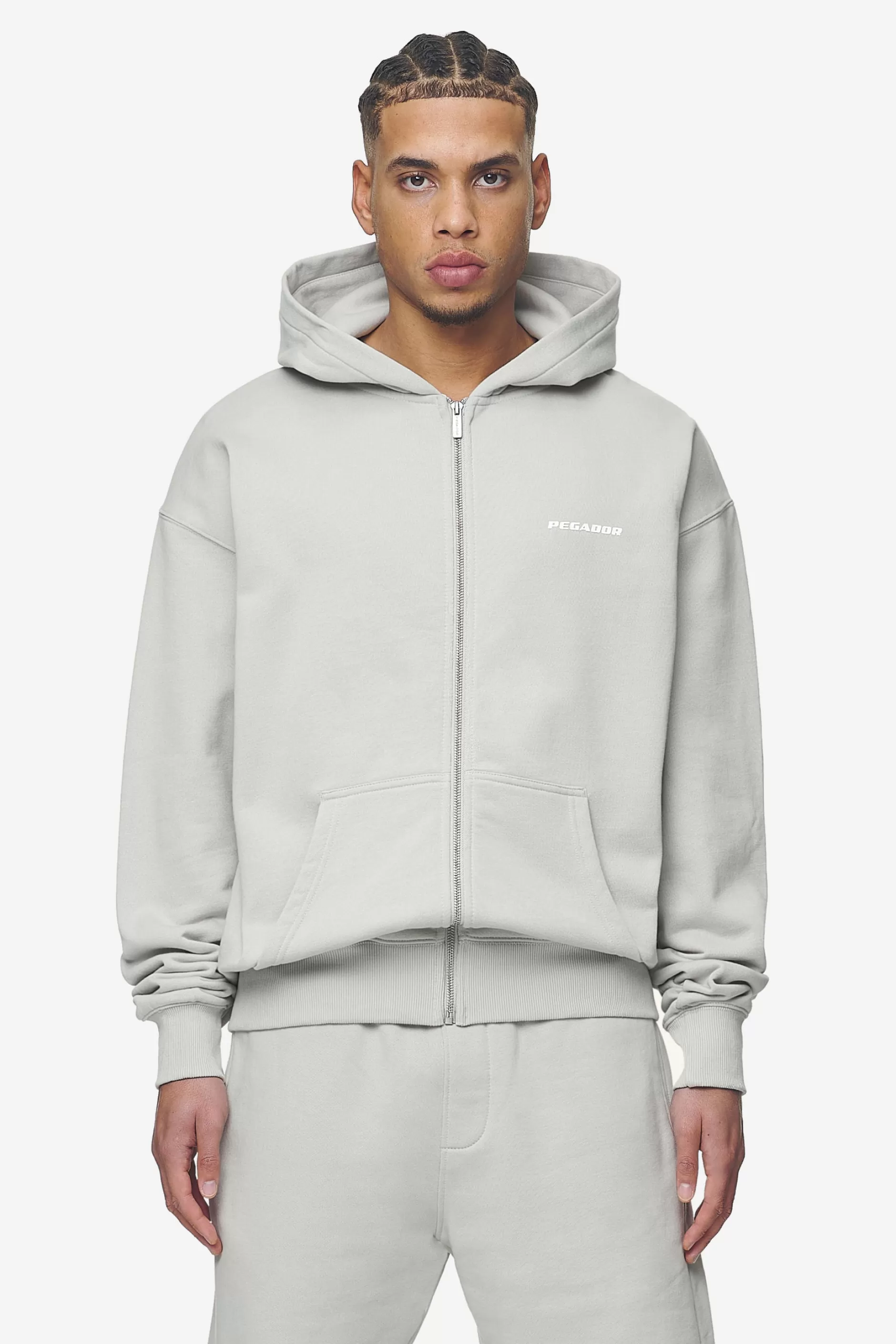 Flash Sale Pegador Logo Oversized Sweat Jacket White Gum Washed pearl grey
