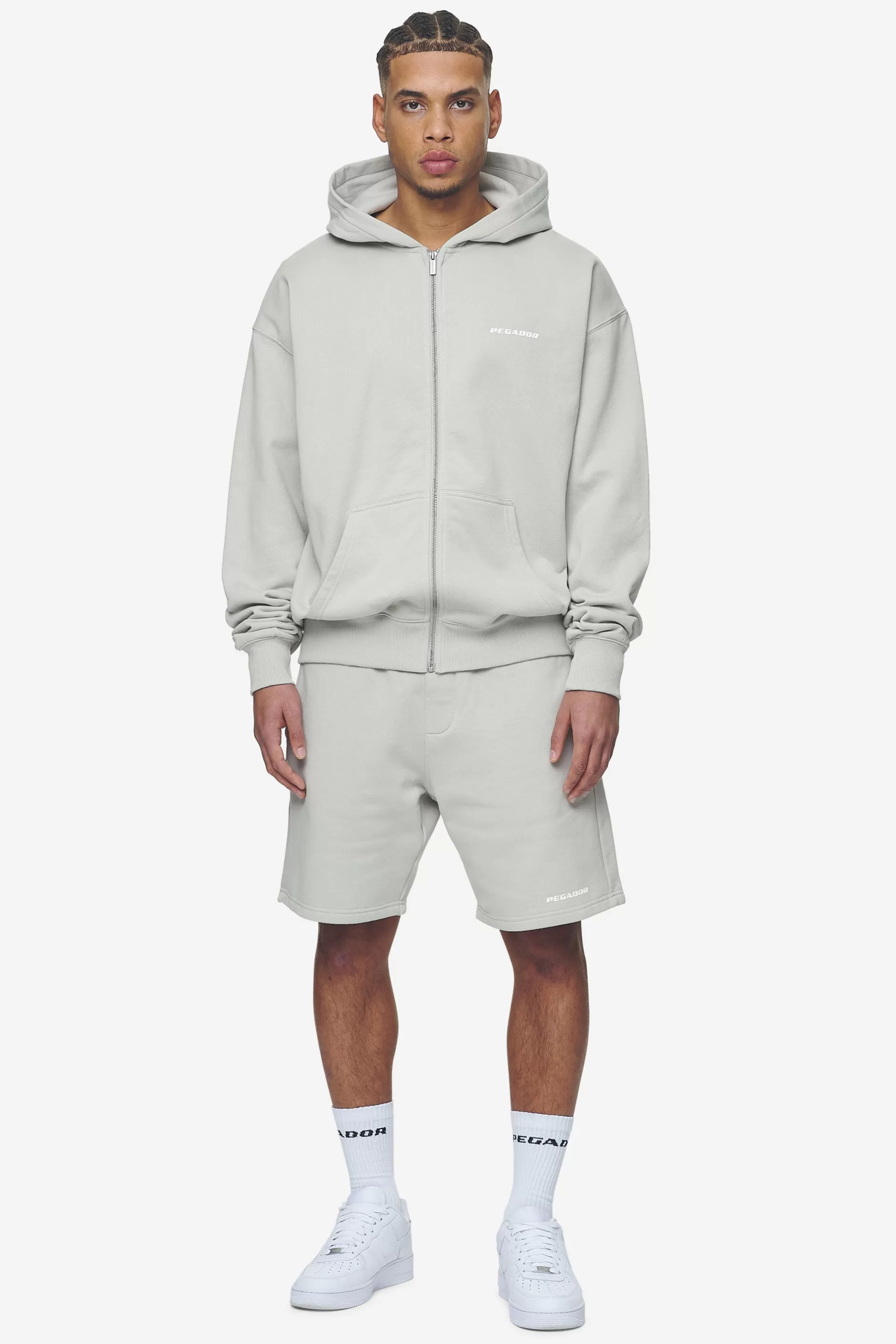 Flash Sale Pegador Logo Oversized Sweat Jacket White Gum Washed pearl grey