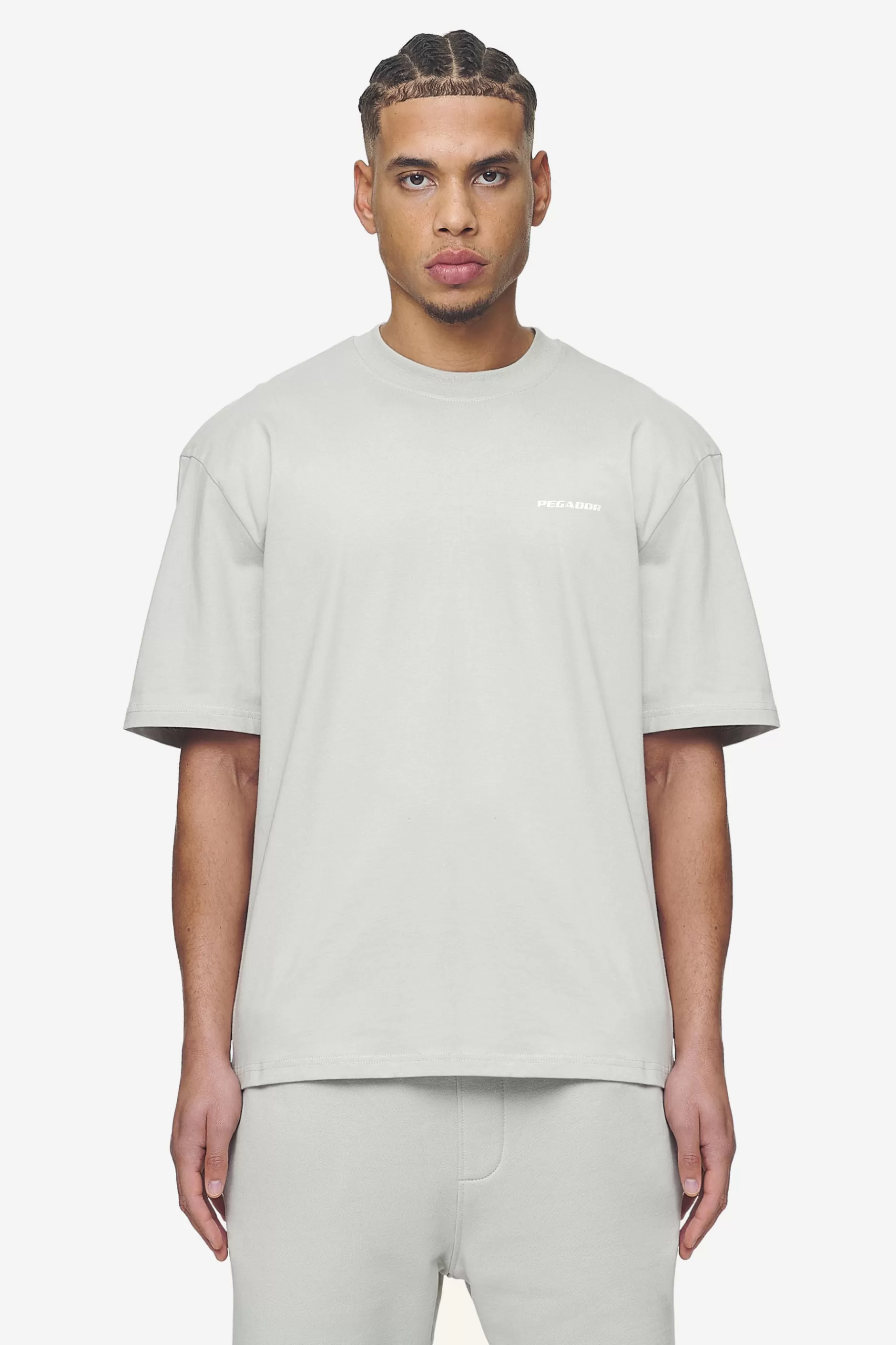 Sale Pegador Logo Oversized Tee White Gum Washed pearl grey