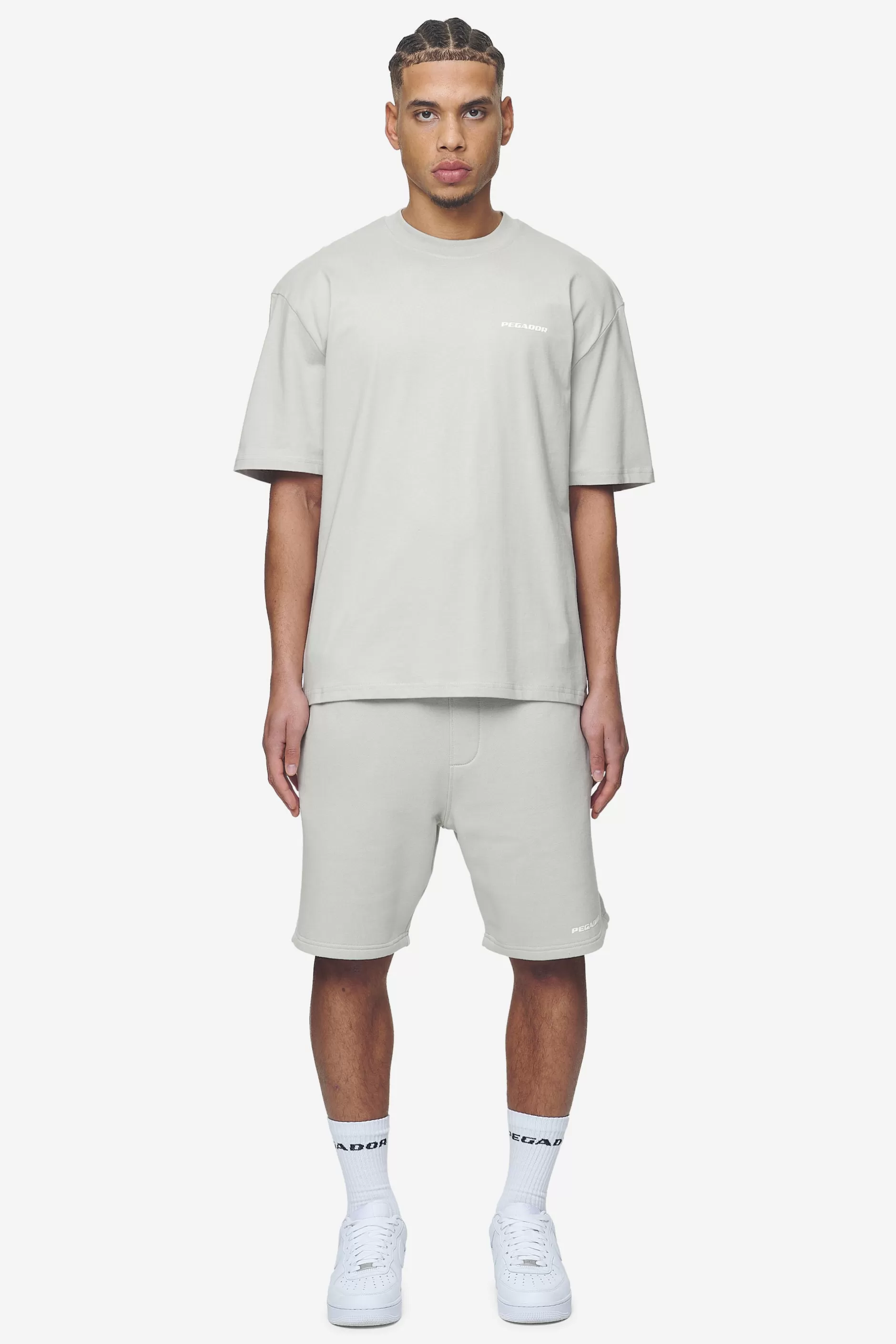 Sale Pegador Logo Oversized Tee White Gum Washed pearl grey