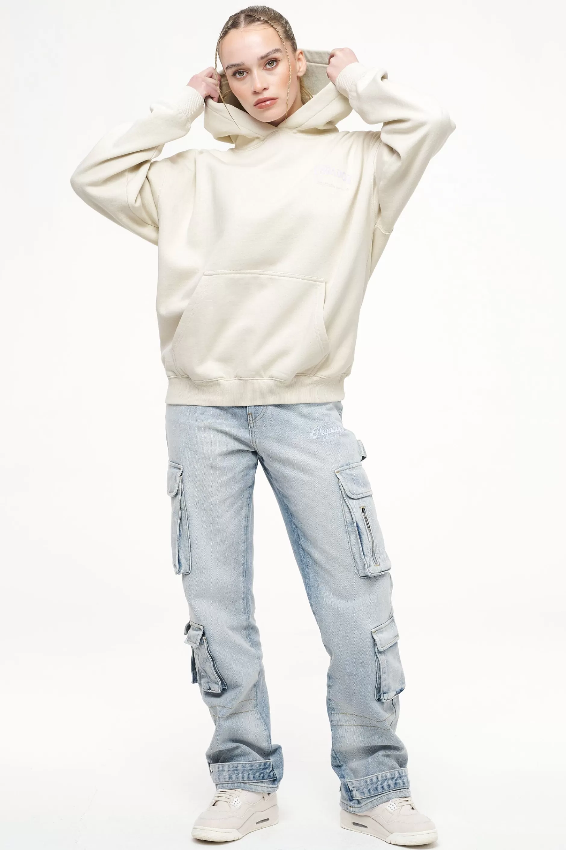 Clearance Pegador Lola Oversized Hoodie Vintage Washed Angels Cream