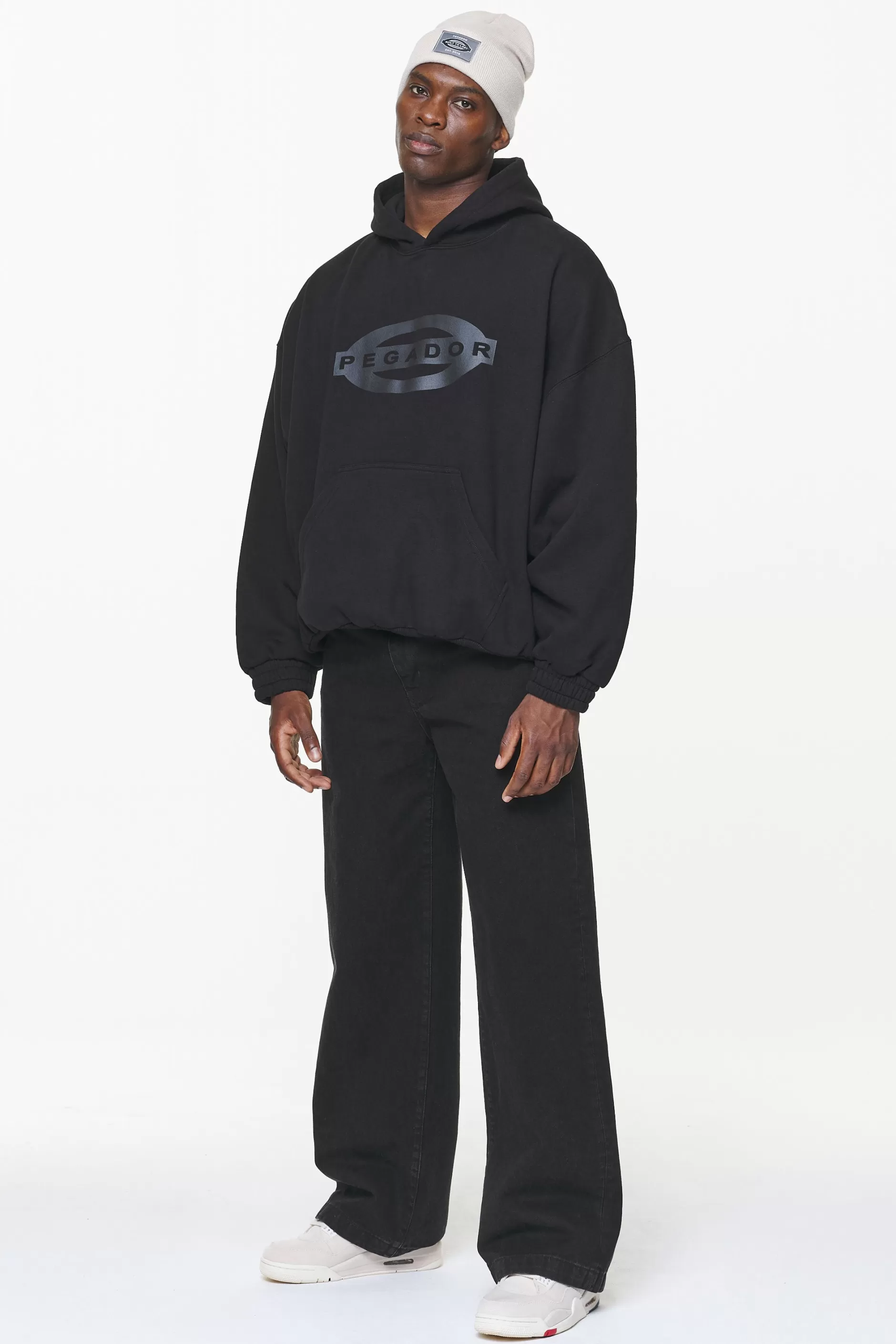 Outlet Pegador Loom Loose Hoodie Vintage Washed Onyx Black